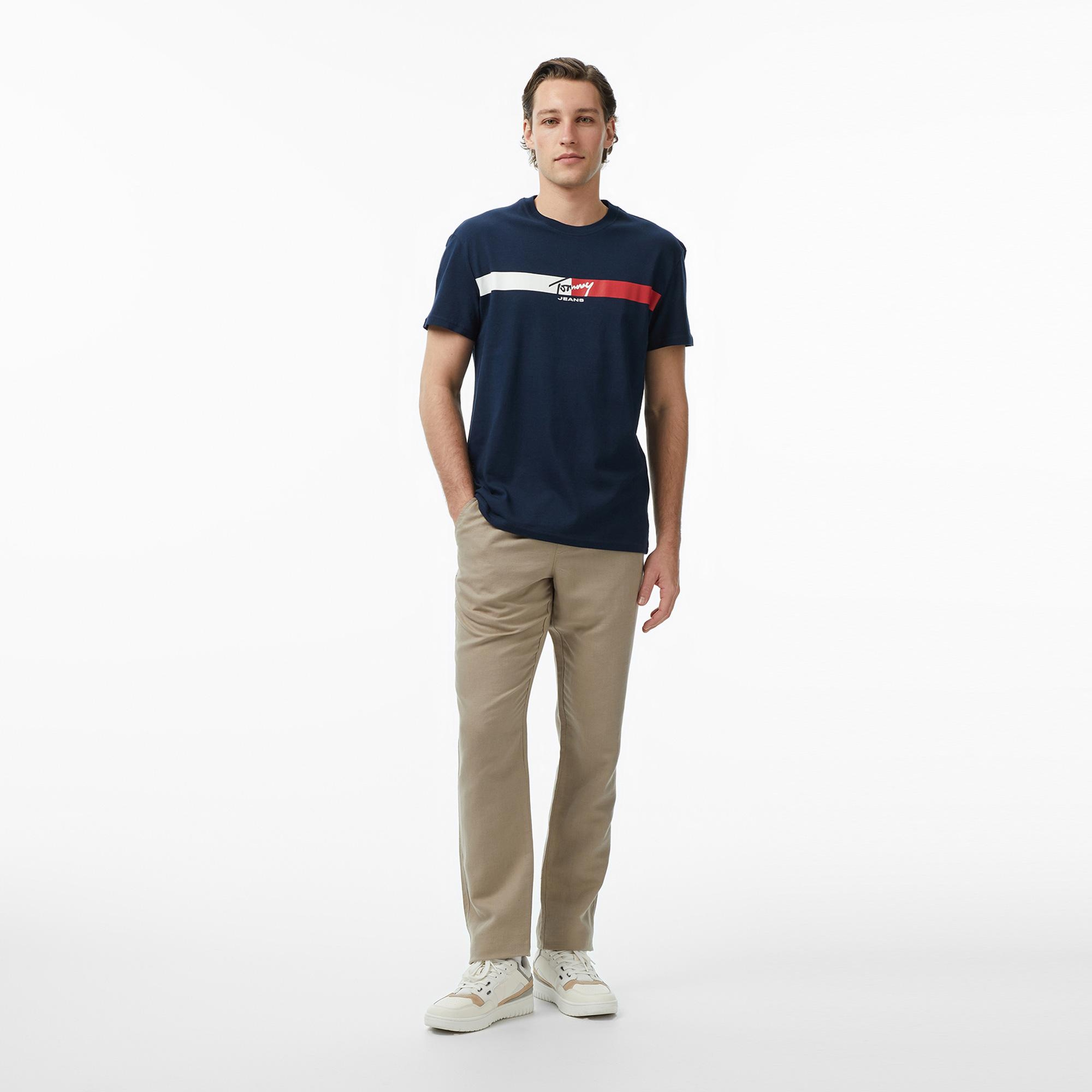Tommy Hilfiger Signature Erkek Lacivert T-Shirt