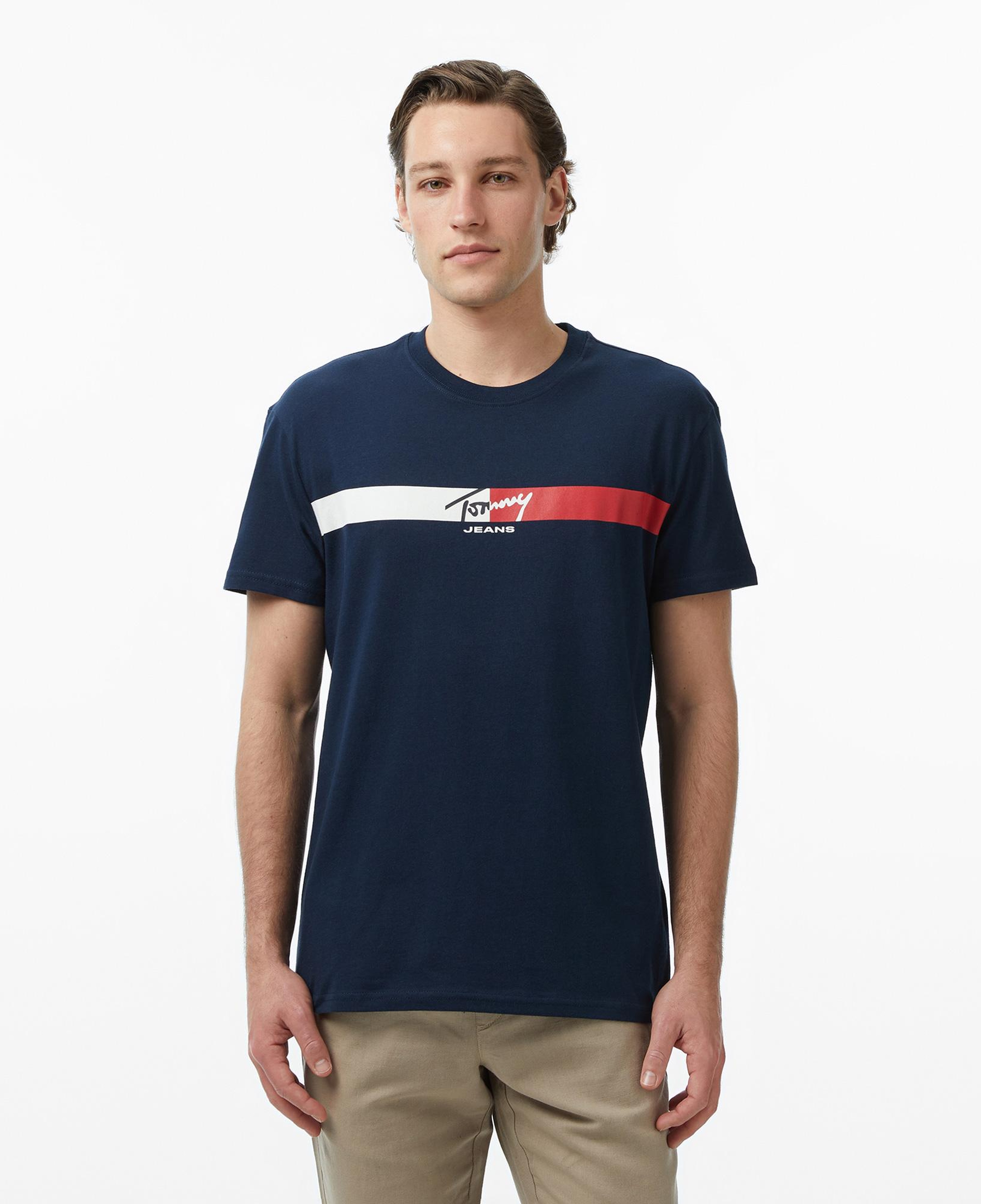Tommy Hilfiger Signature Erkek Lacivert T-Shirt
