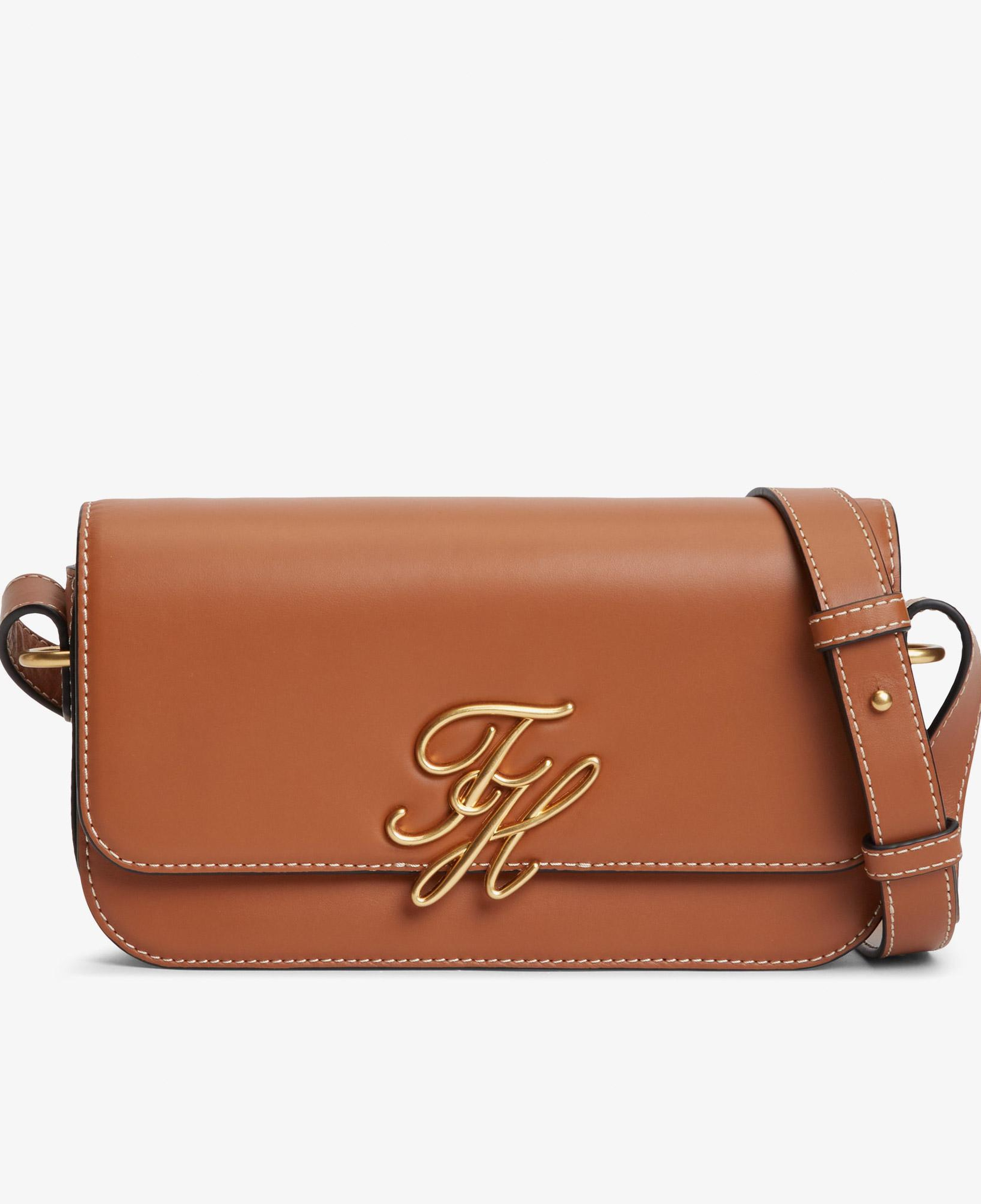 Tommy Hilfiger Script Leather Kadın Kahverengi Çapraz Çanta