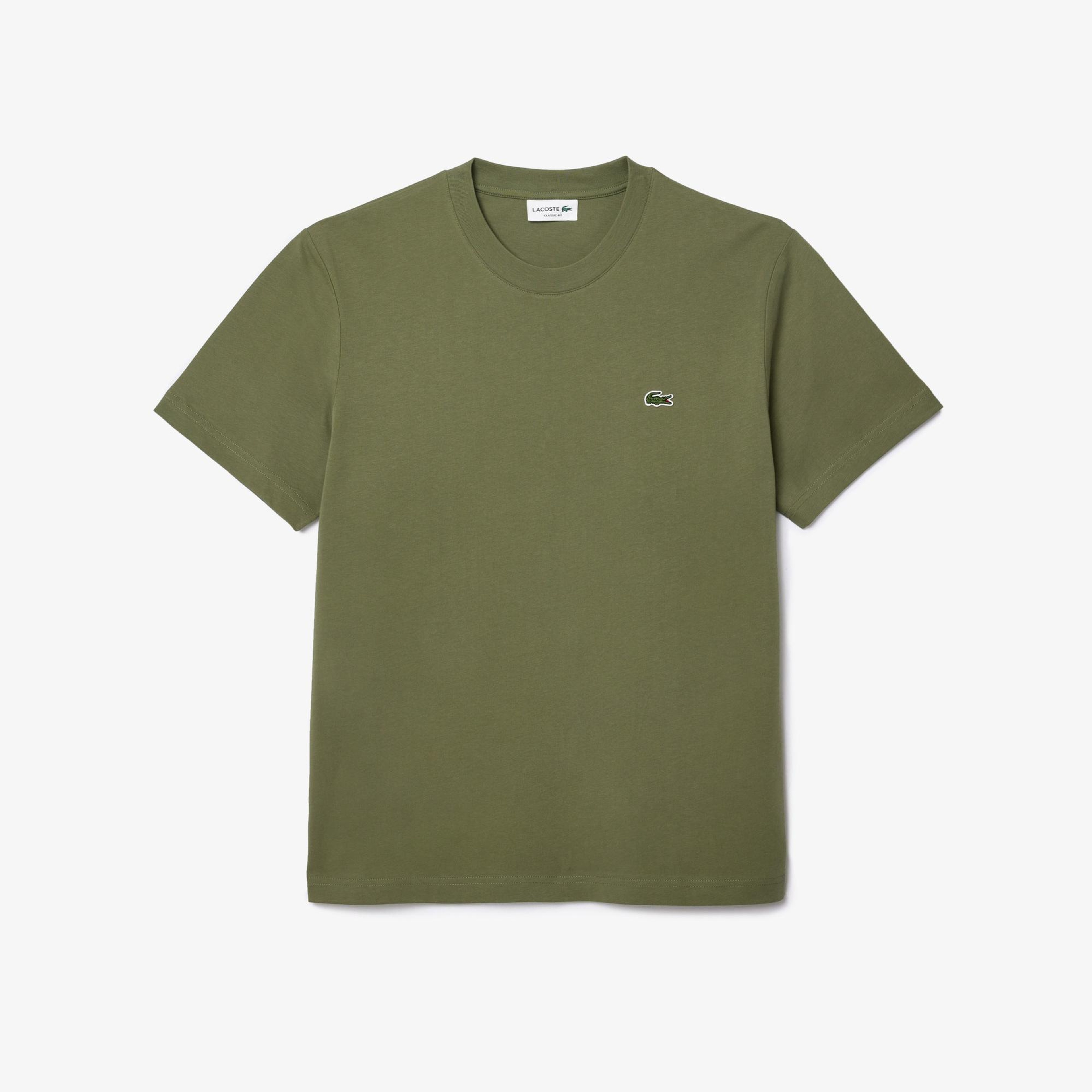 Erkek Classic Fit Bisiklet Yaka Haki T-Shirt