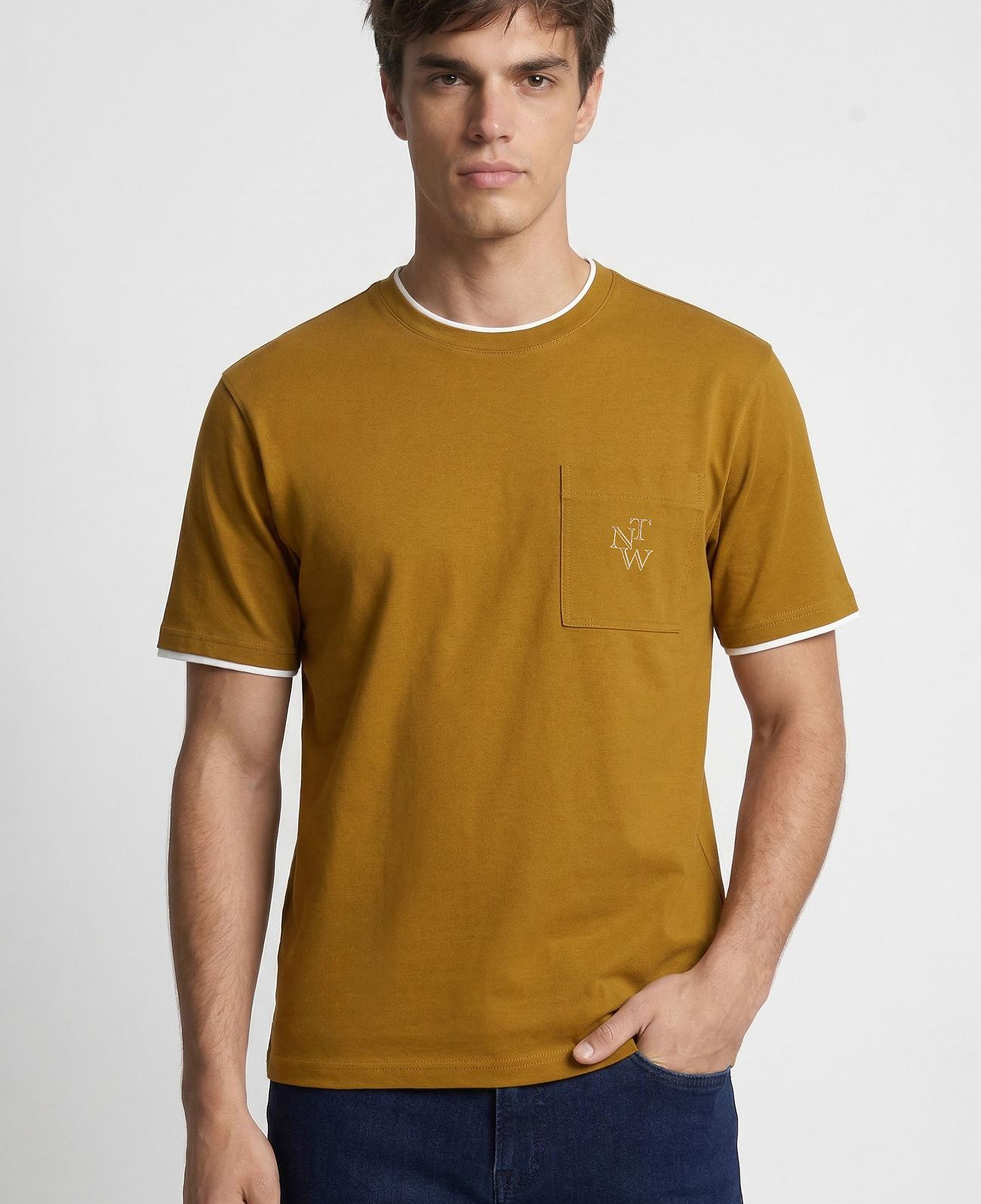 Network Erkek Yağ Yeşili Cepli Pike T-shirt