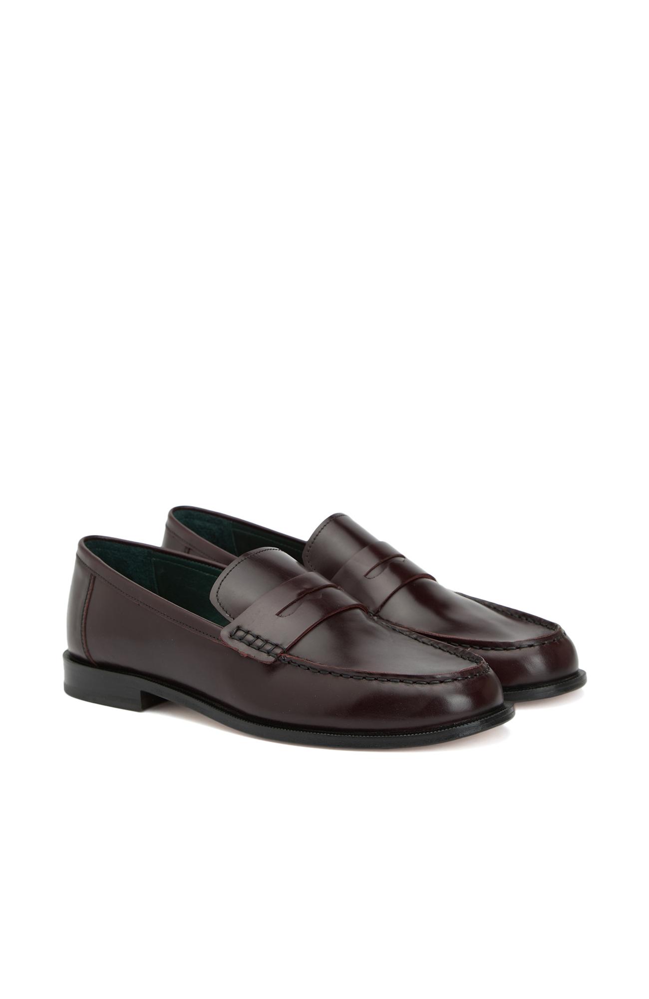 George Hogg Kadın Bordo Deri Loafer