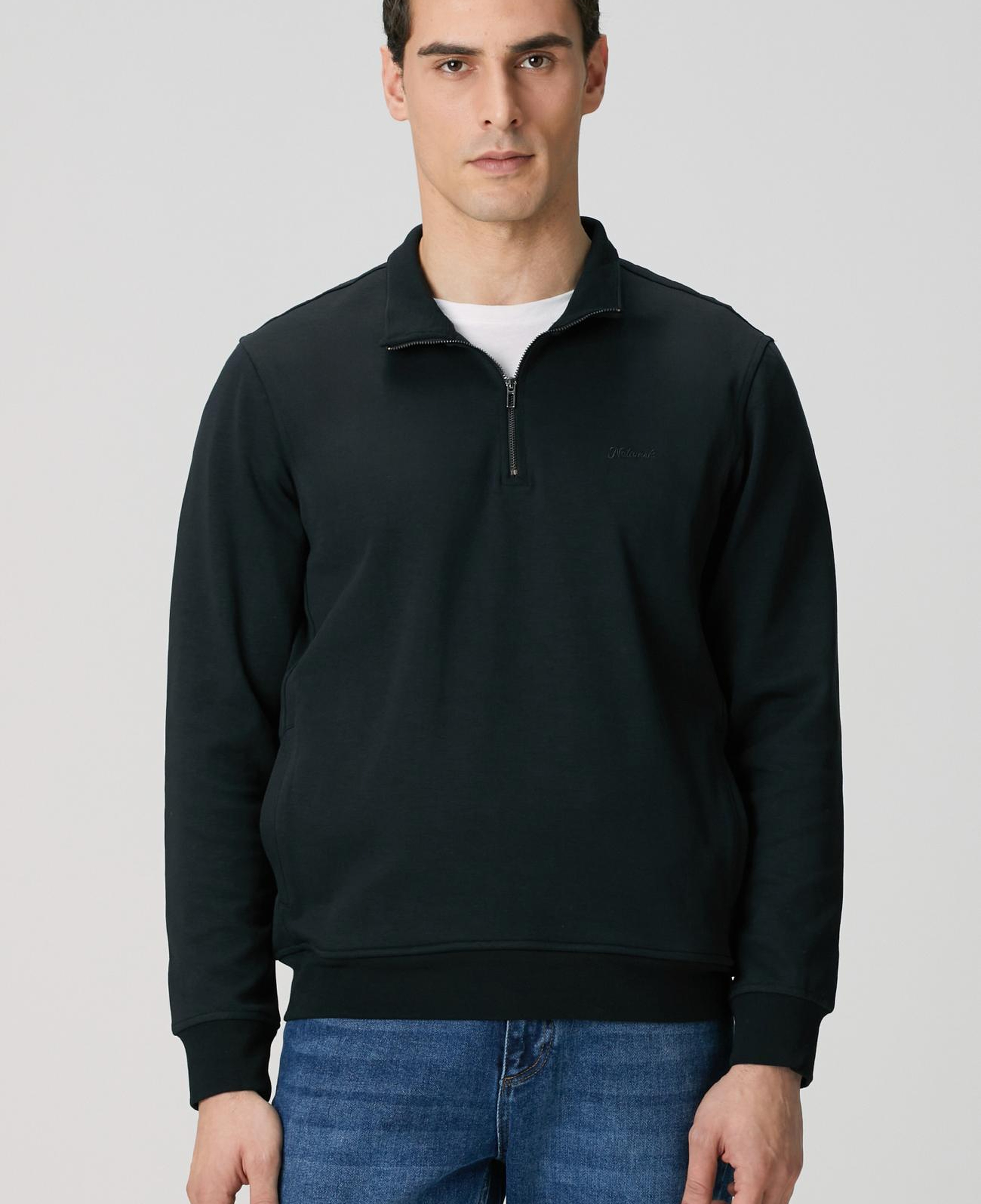 Network Erkek Siyah Fermuarlı Sweatshirt