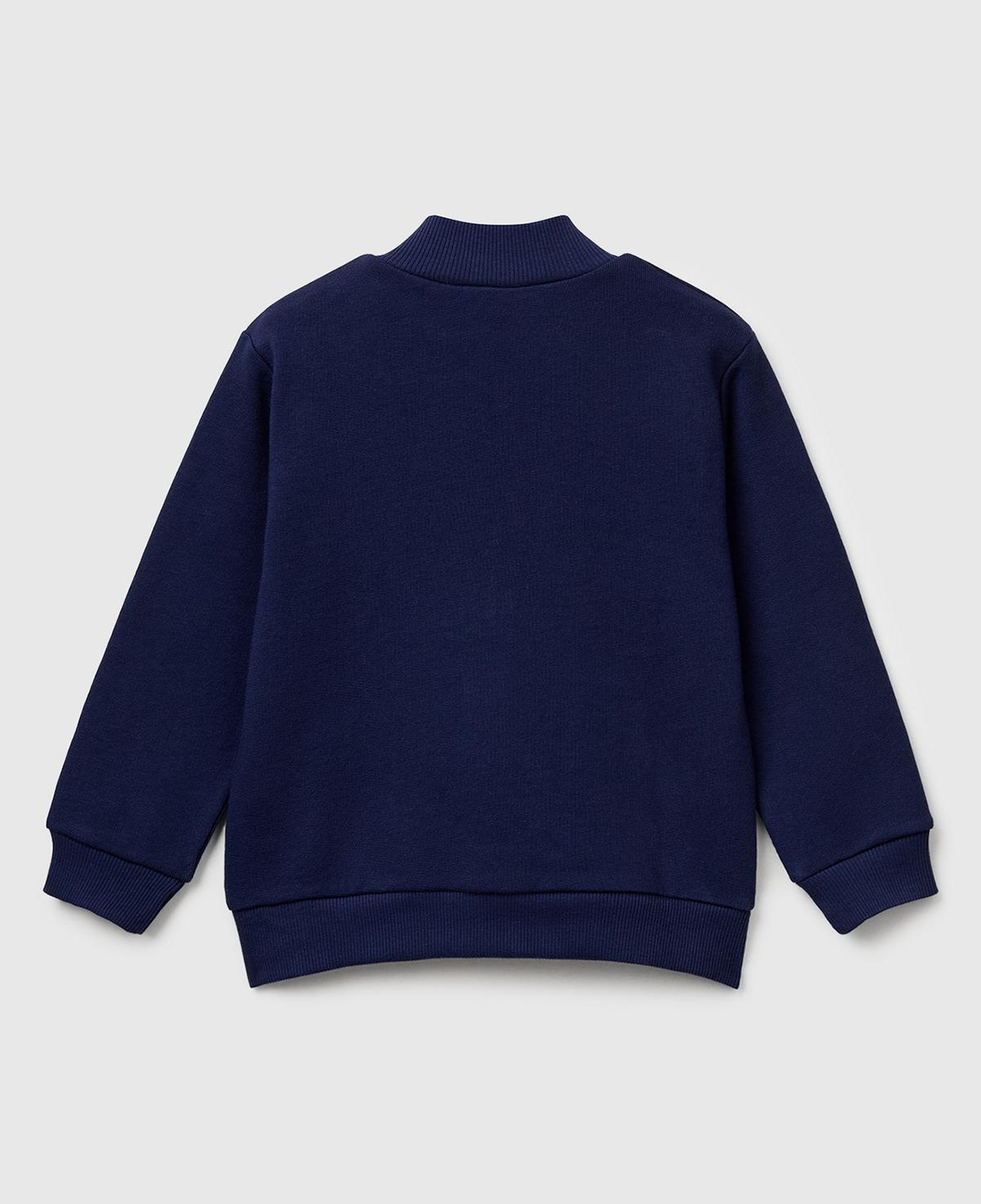 Erkek Çocuk Lacivert Logo Baskılı Cepli Fermuarlı Dik Yaka Sweatshirt