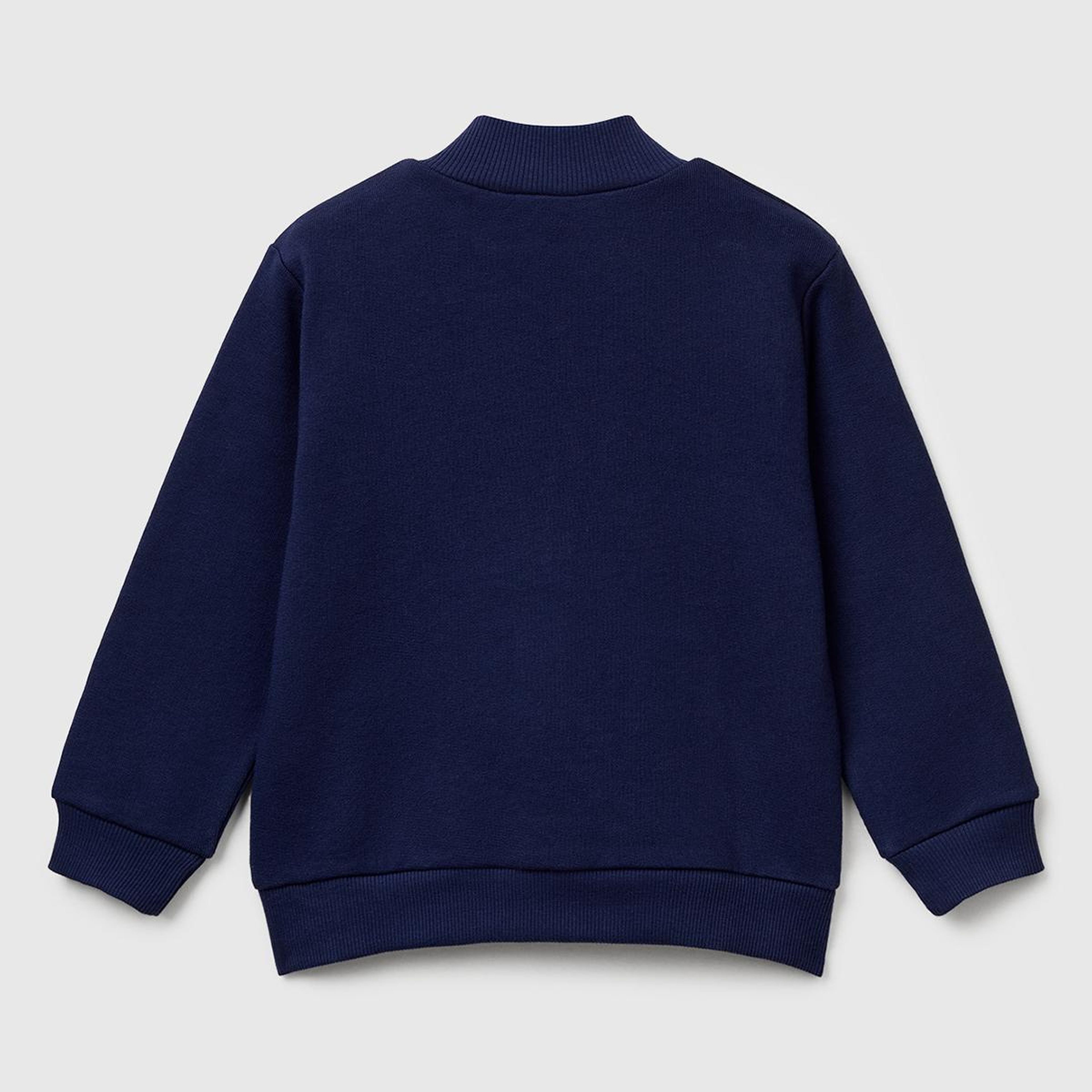 Erkek Çocuk Lacivert Logo Baskılı Cepli Fermuarlı Dik Yaka Sweatshirt