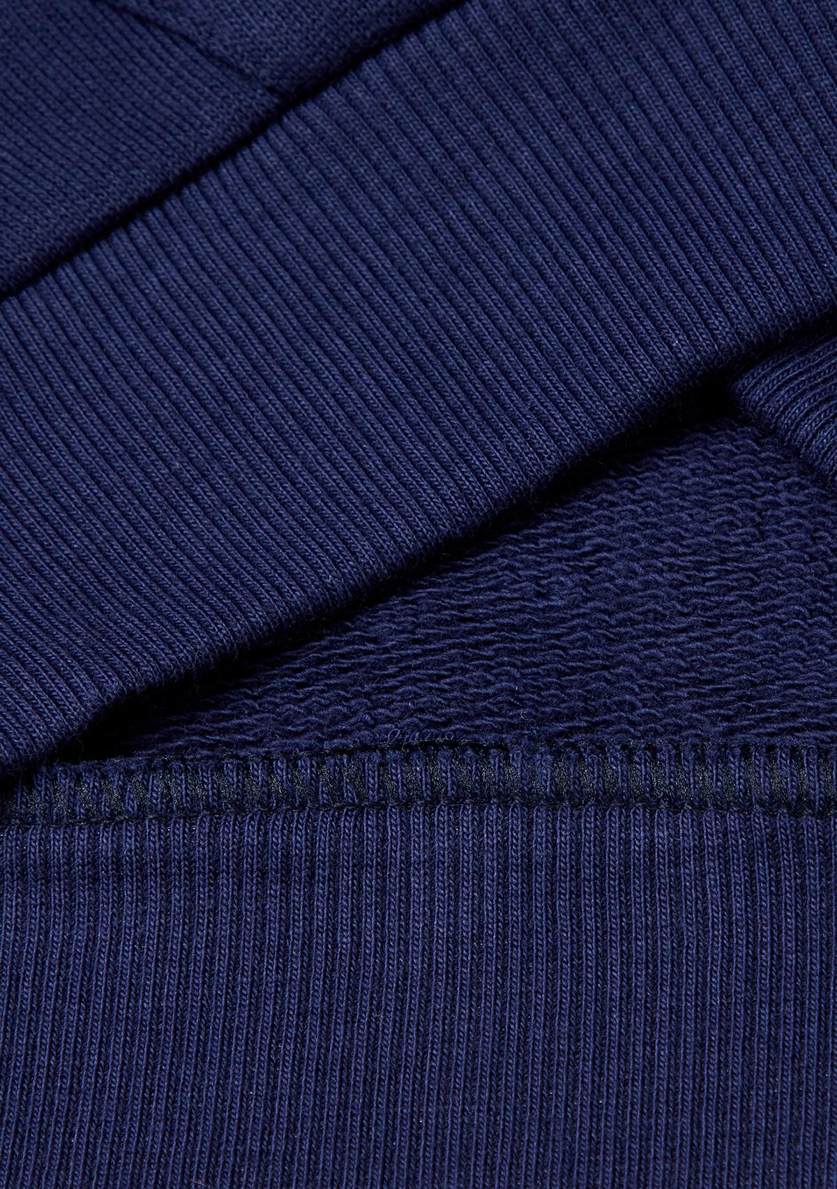 Erkek Çocuk Lacivert Logo Baskılı Cepli Fermuarlı Dik Yaka Sweatshirt