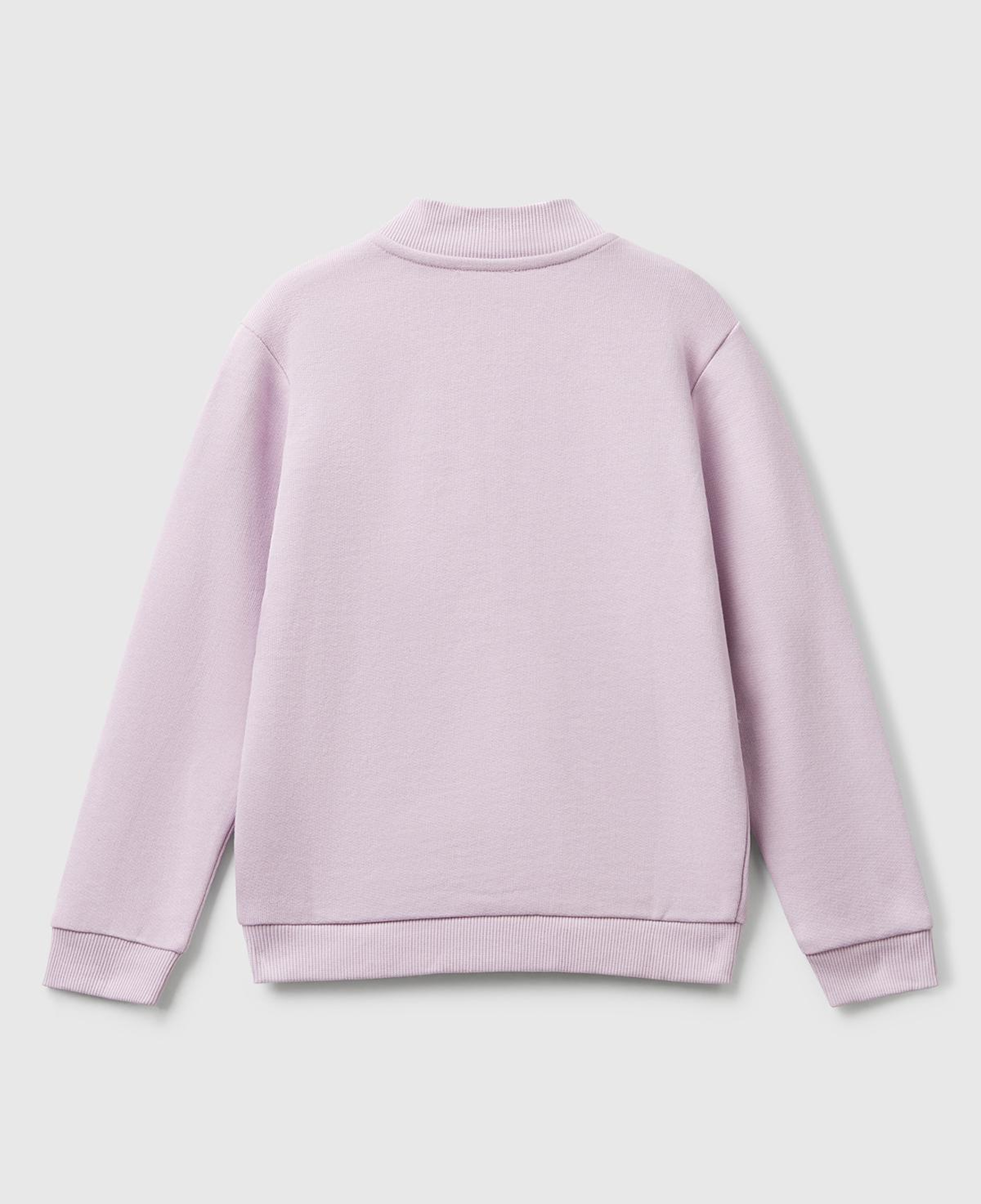 Kız Çocuk Lila Simli Logo Baskılı Fermuarlı Ribanalı Regular Fit Sweatshirt
