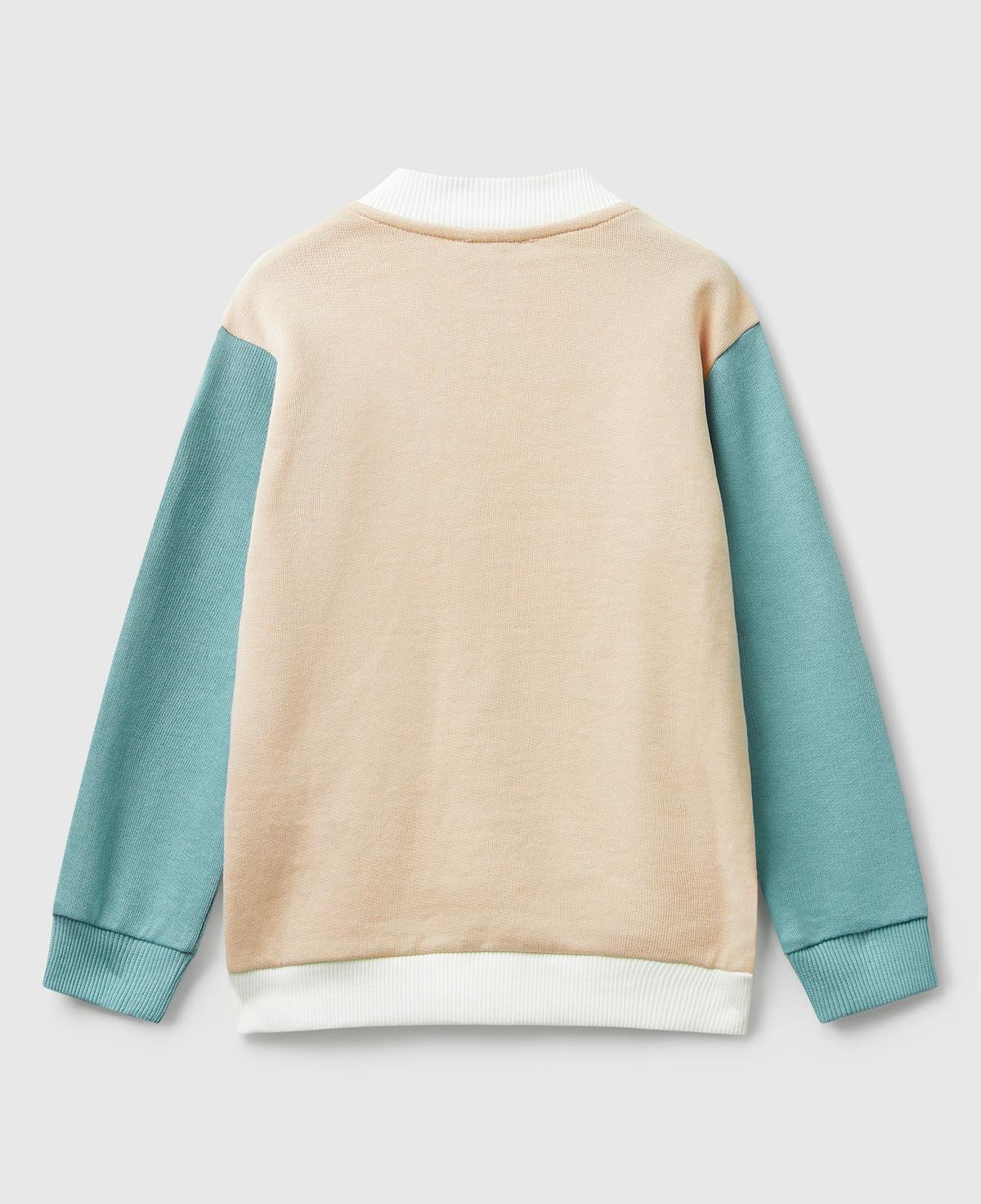 Kız Çocuk Pembe-Beyaz Simli Logo Baskılı Fermuarlı Ribanalı Regular Fit Sweatshirt