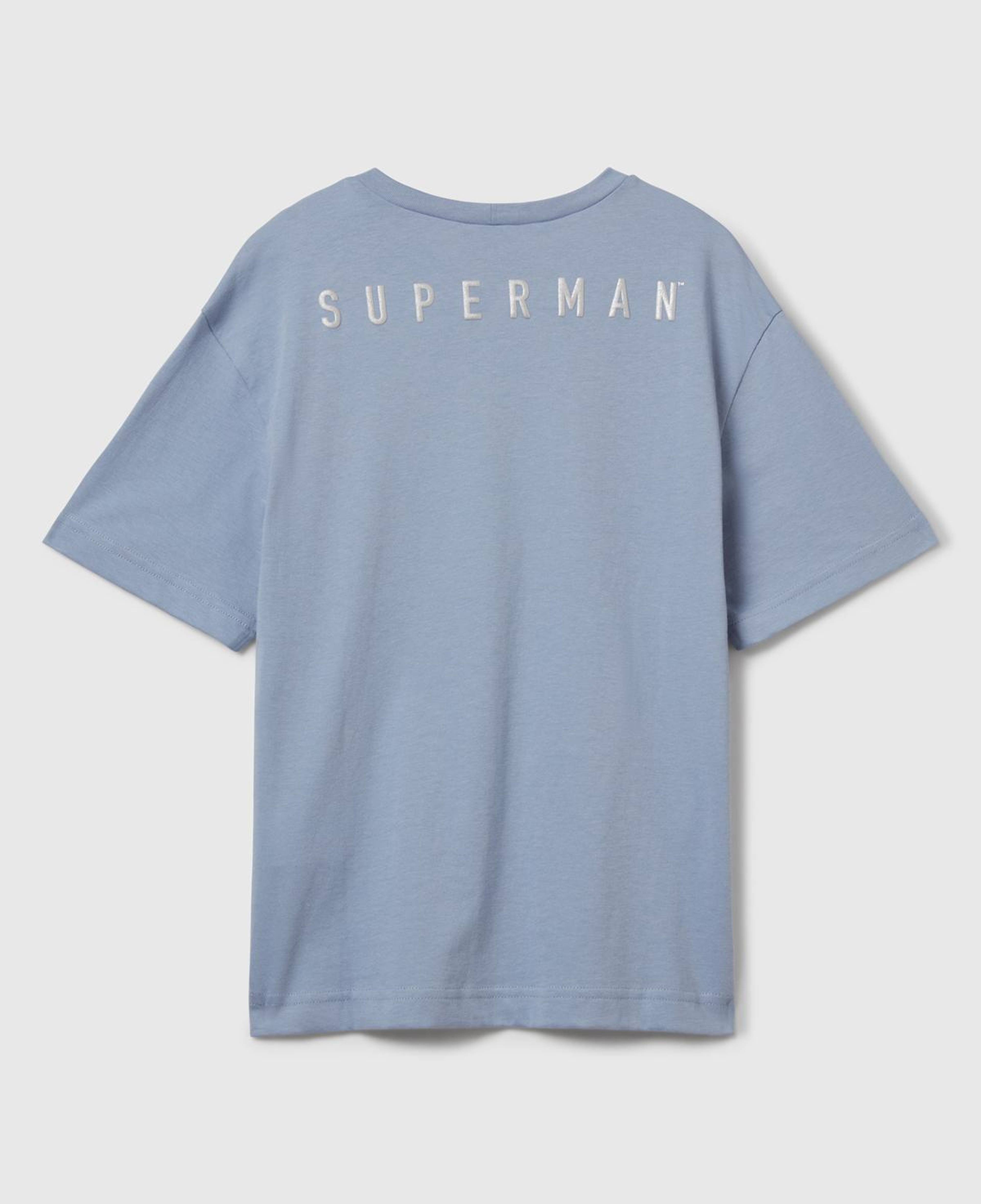 Erkek Çocuk Mavi Superman Baskılı Logo Etiketli T-shirt