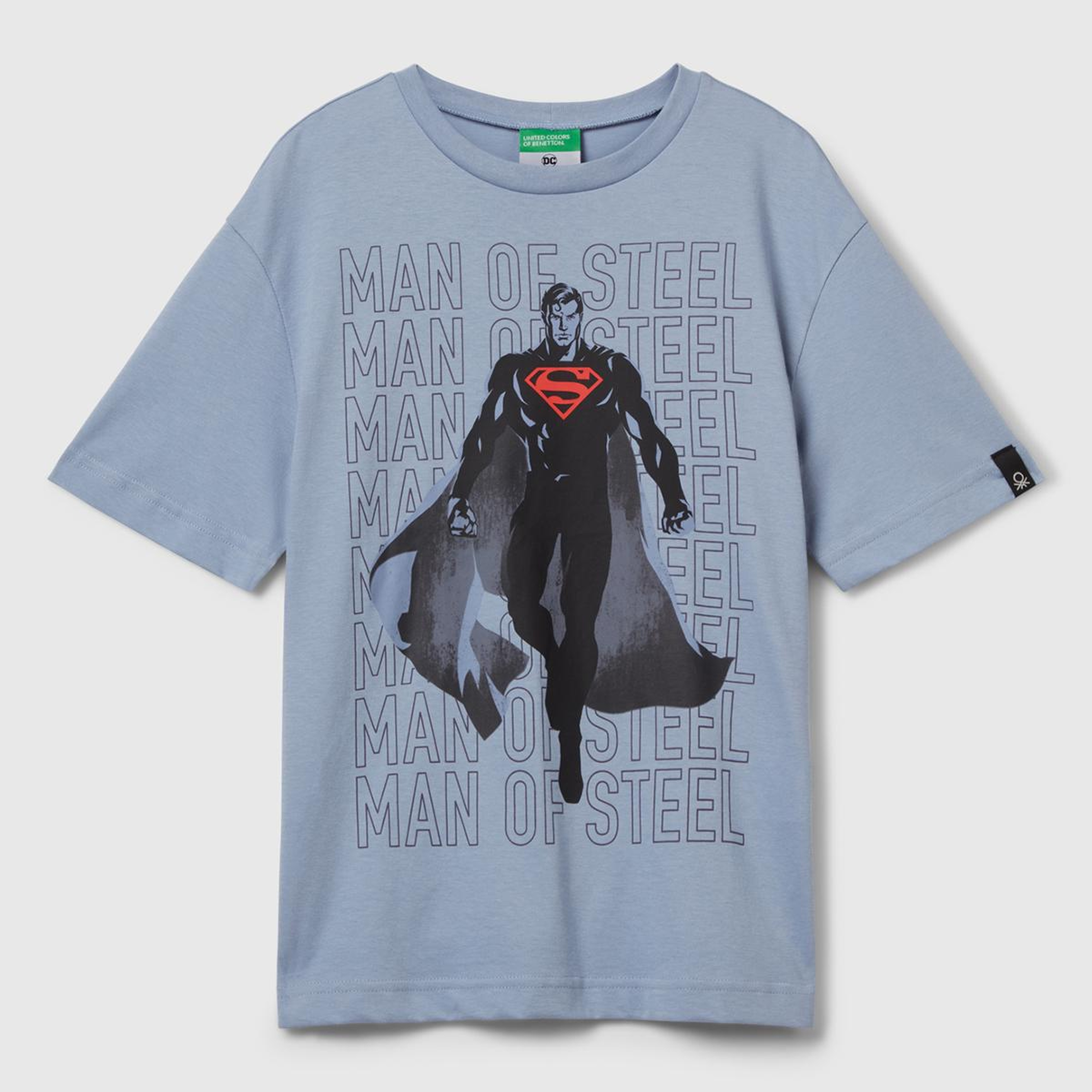 Erkek Çocuk Mavi Superman Baskılı Logo Etiketli T-shirt