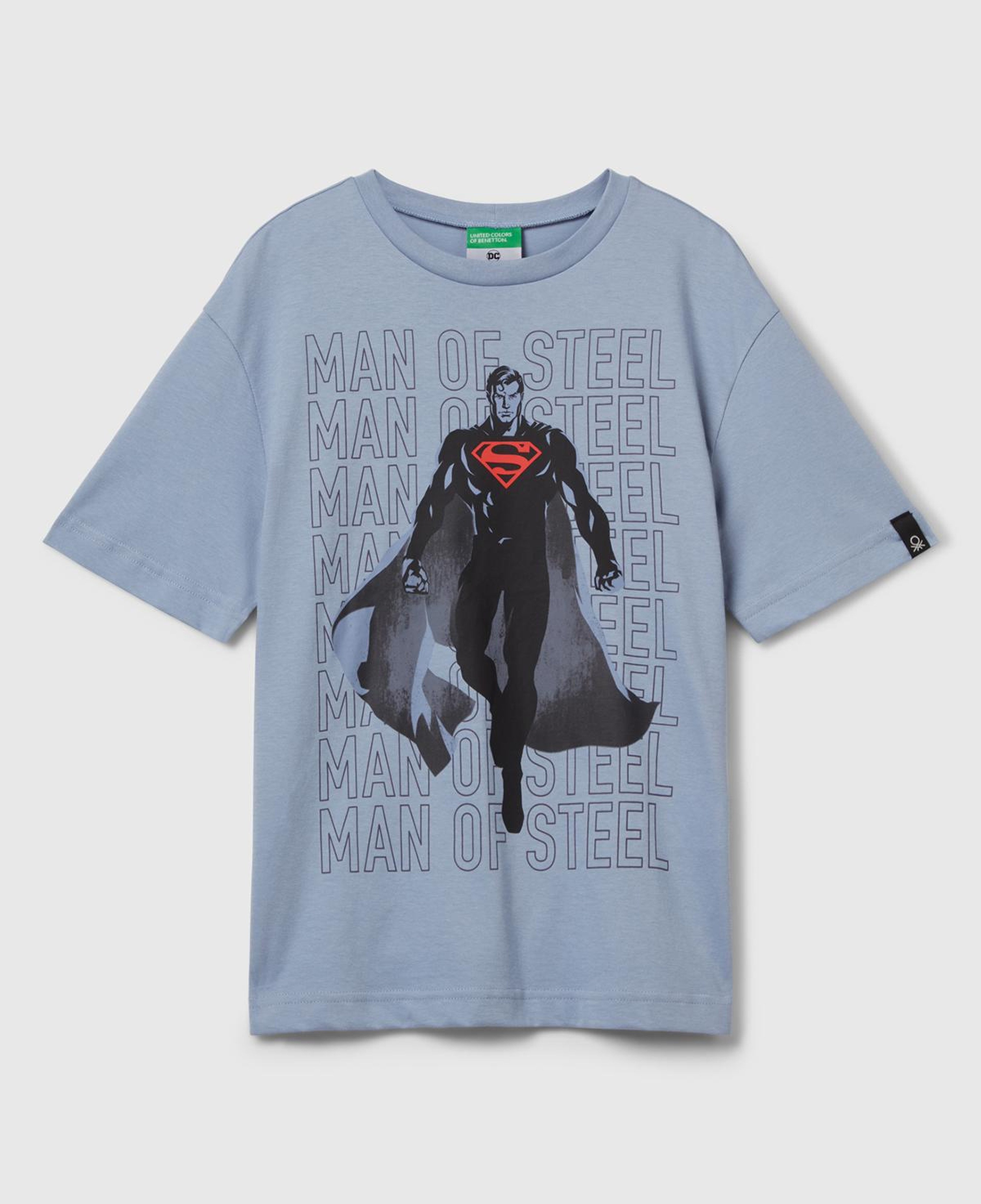 Erkek Çocuk Mavi Superman Baskılı Logo Etiketli T-shirt