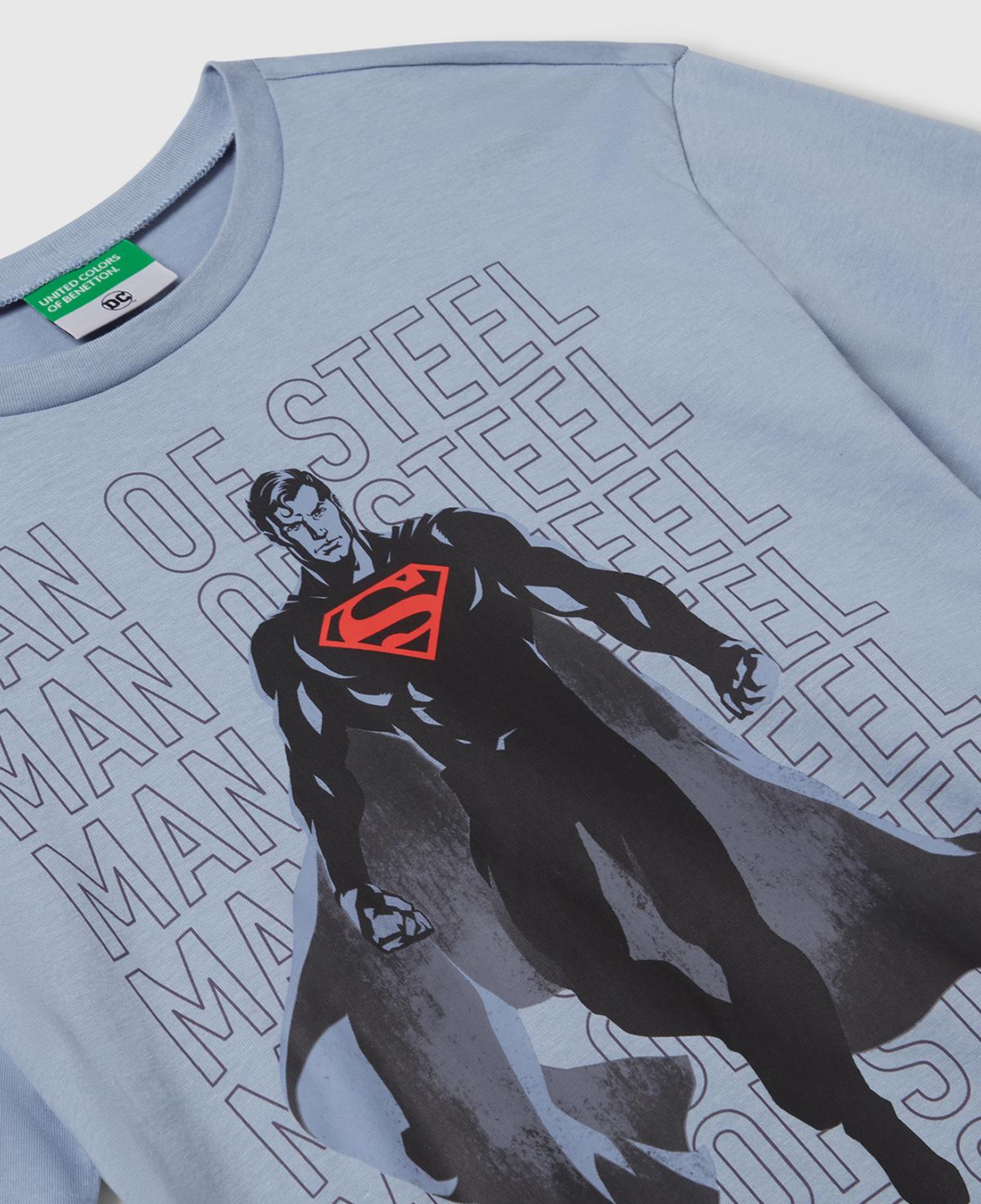 Erkek Çocuk Mavi Superman Baskılı Logo Etiketli T-shirt