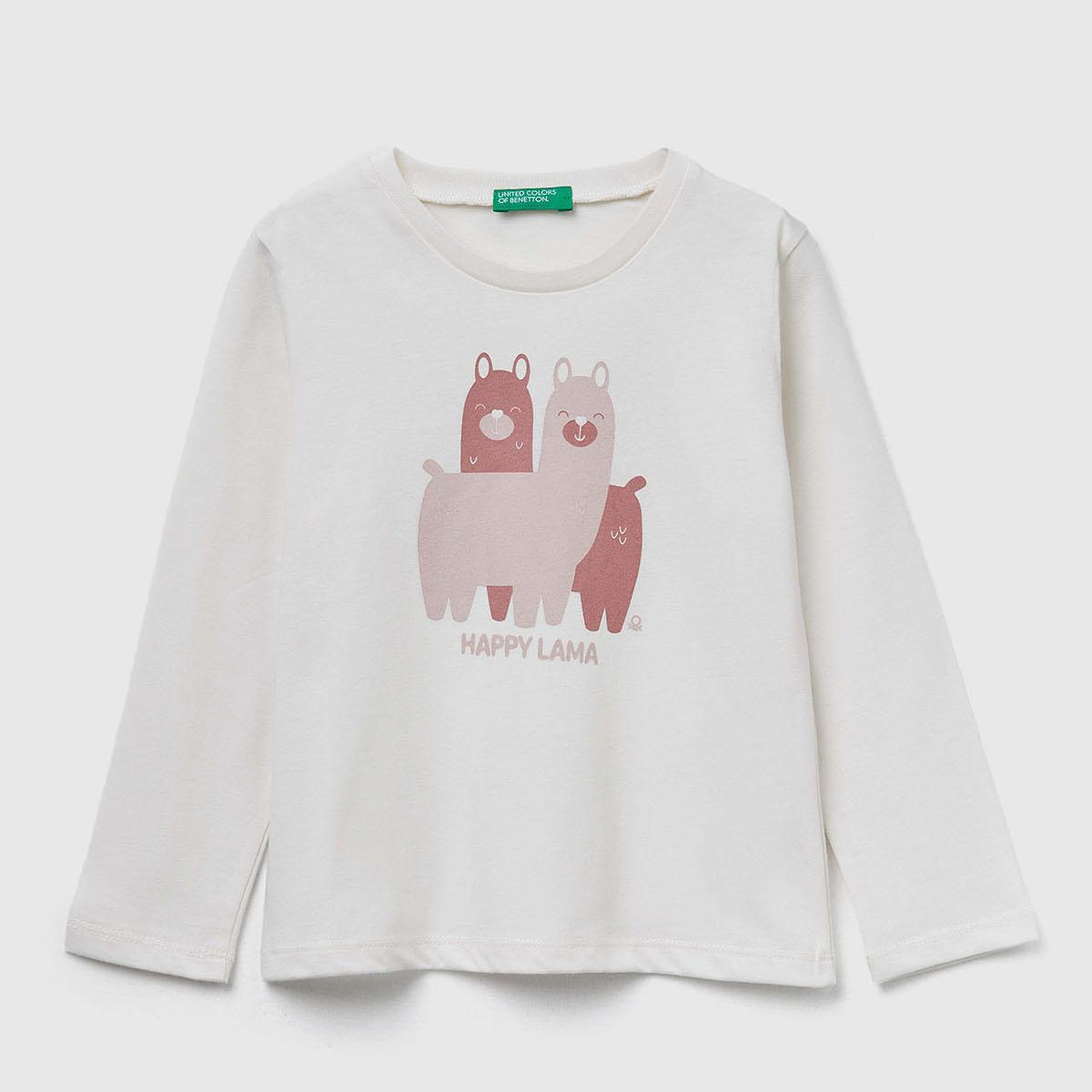 Kız Çocuk Ekru Önü Baskılı Ribana Yakalı Regular Fit Sweatshirt