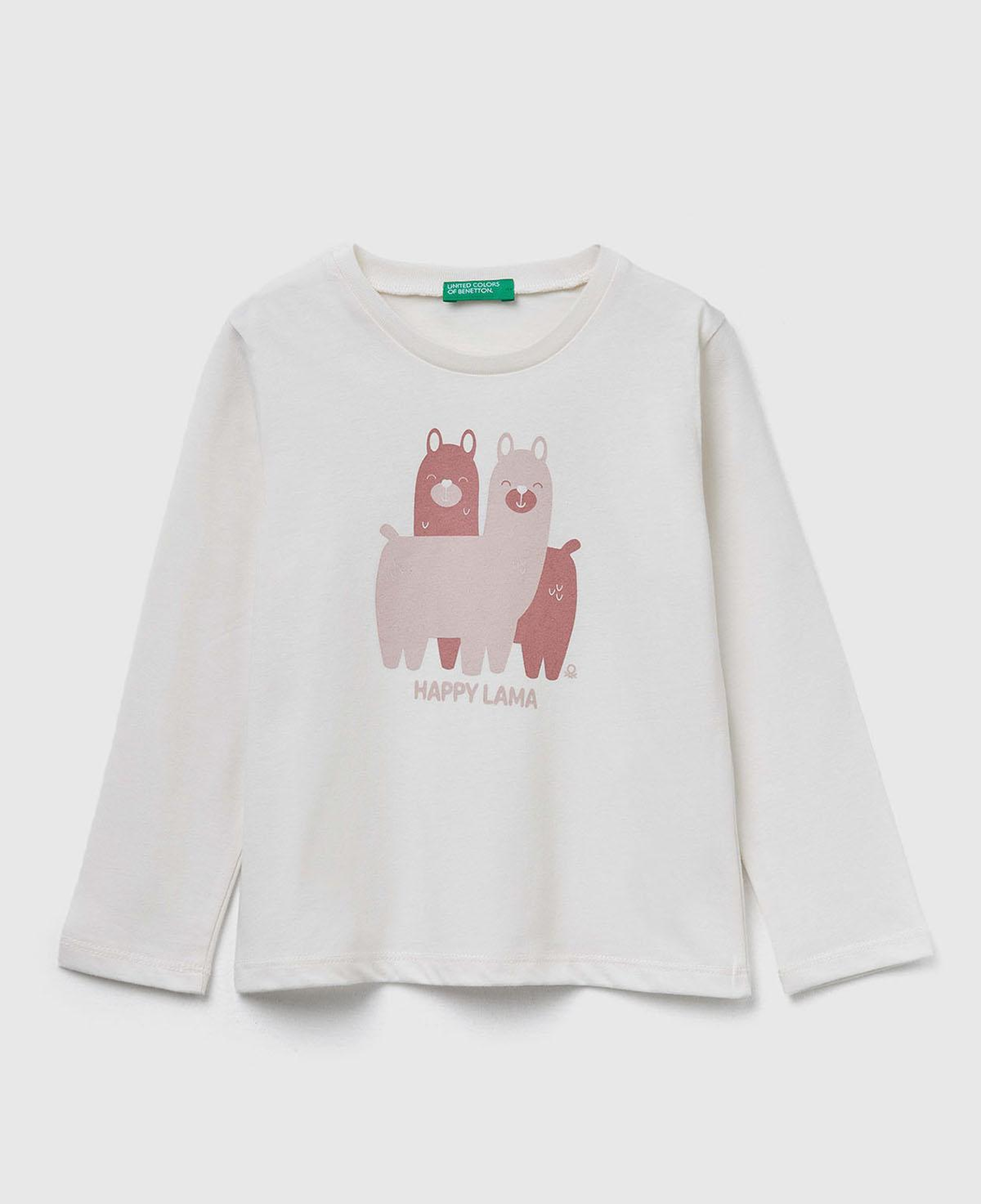 Kız Çocuk Ekru Önü Baskılı Ribana Yakalı Regular Fit Sweatshirt