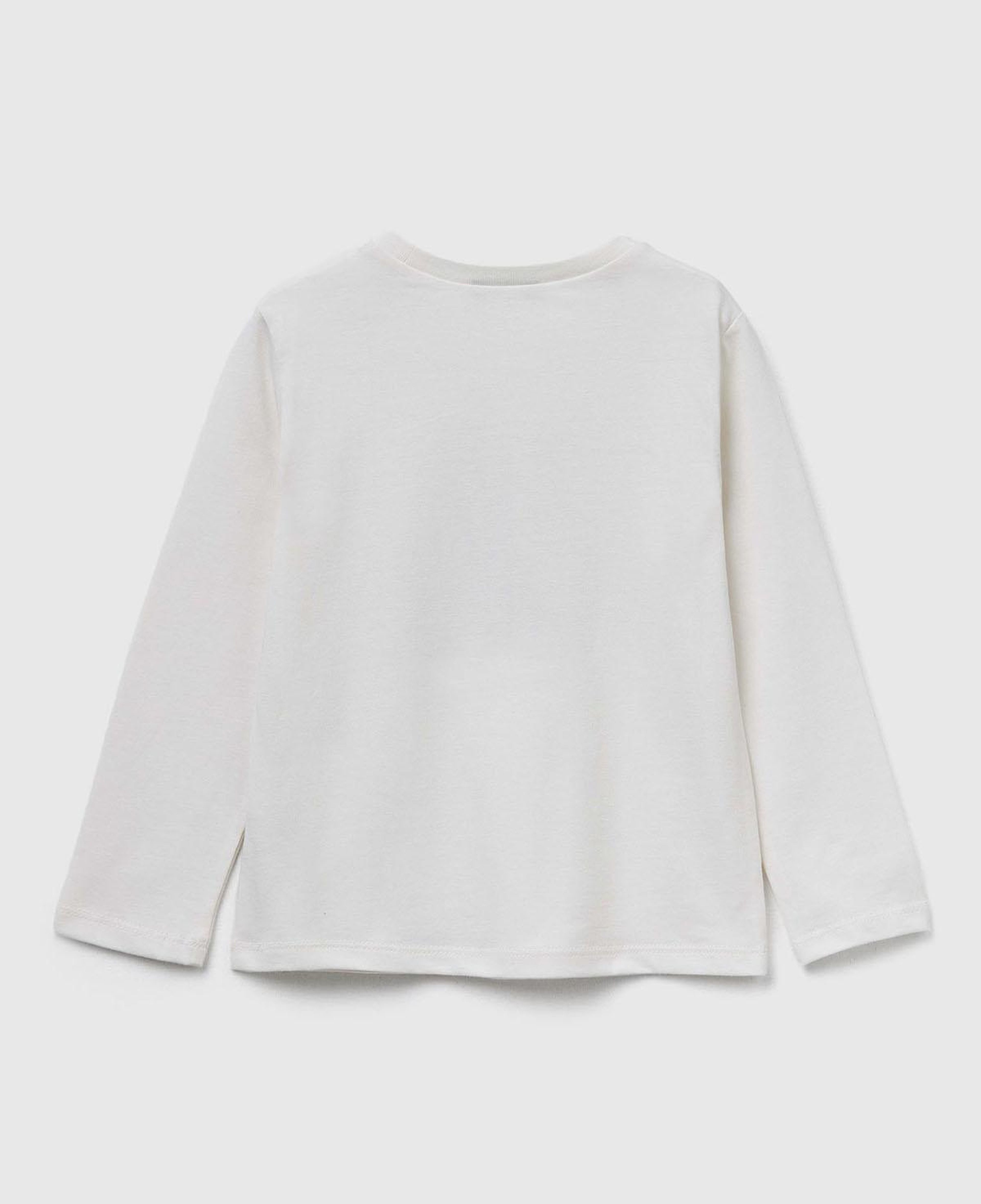 Kız Çocuk Ekru Önü Baskılı Ribana Yakalı Regular Fit Sweatshirt