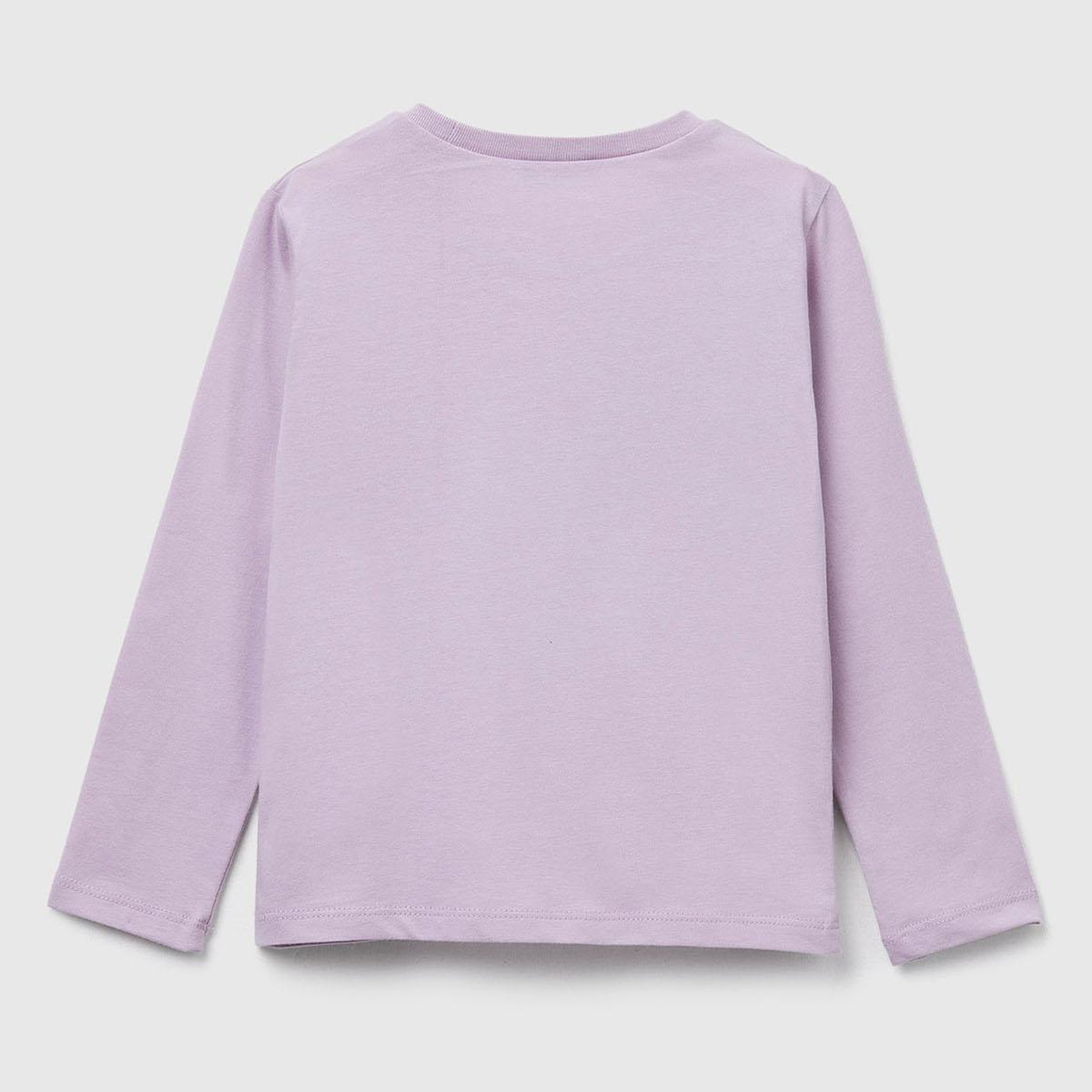 Kız Çocuk Lila Önü Baskılı Ribana Yakalı Regular Fit Sweatshirt