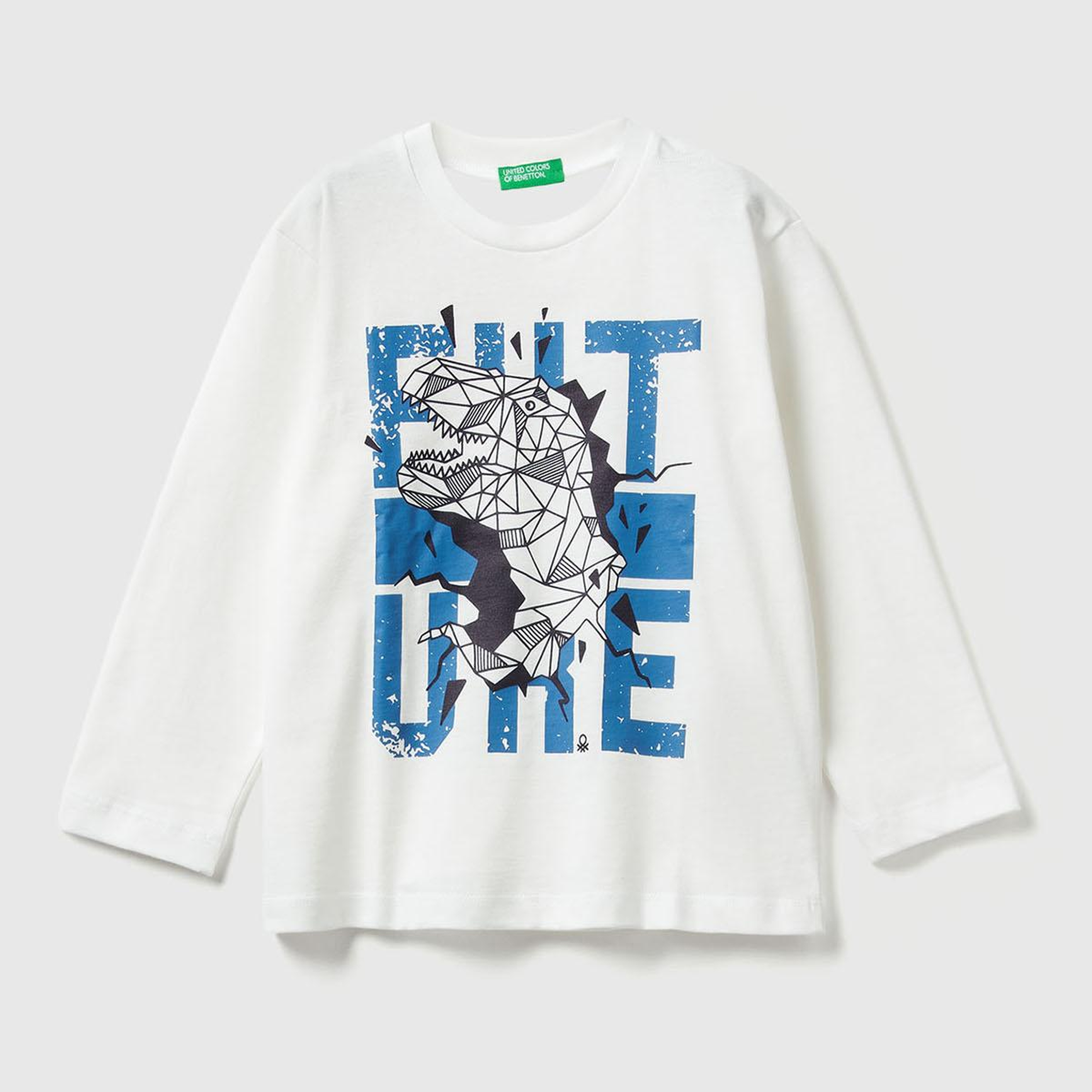 Erkek Çocuk Ekru Baskılı Relaxed Fit Uzun Kollu T-shirt