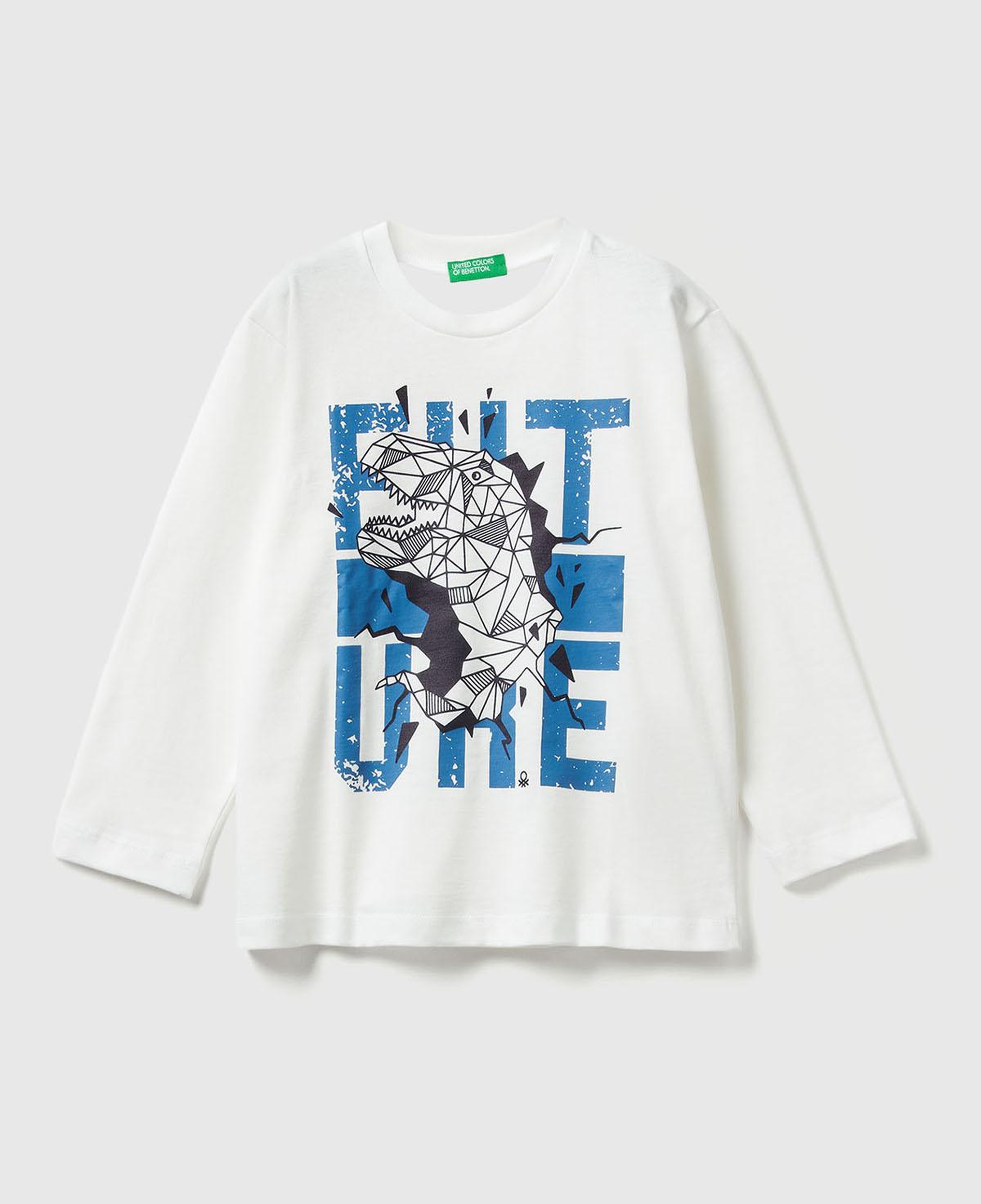 Erkek Çocuk Ekru Baskılı Relaxed Fit Uzun Kollu T-shirt