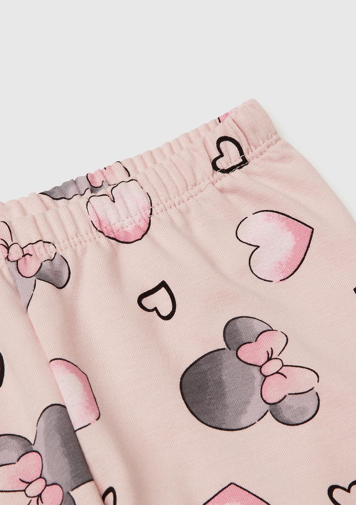 Kız Çocuk Pembe Mix Önü Baskılı Sweatshirt ve Tamamı Desenli Pantolon Takım