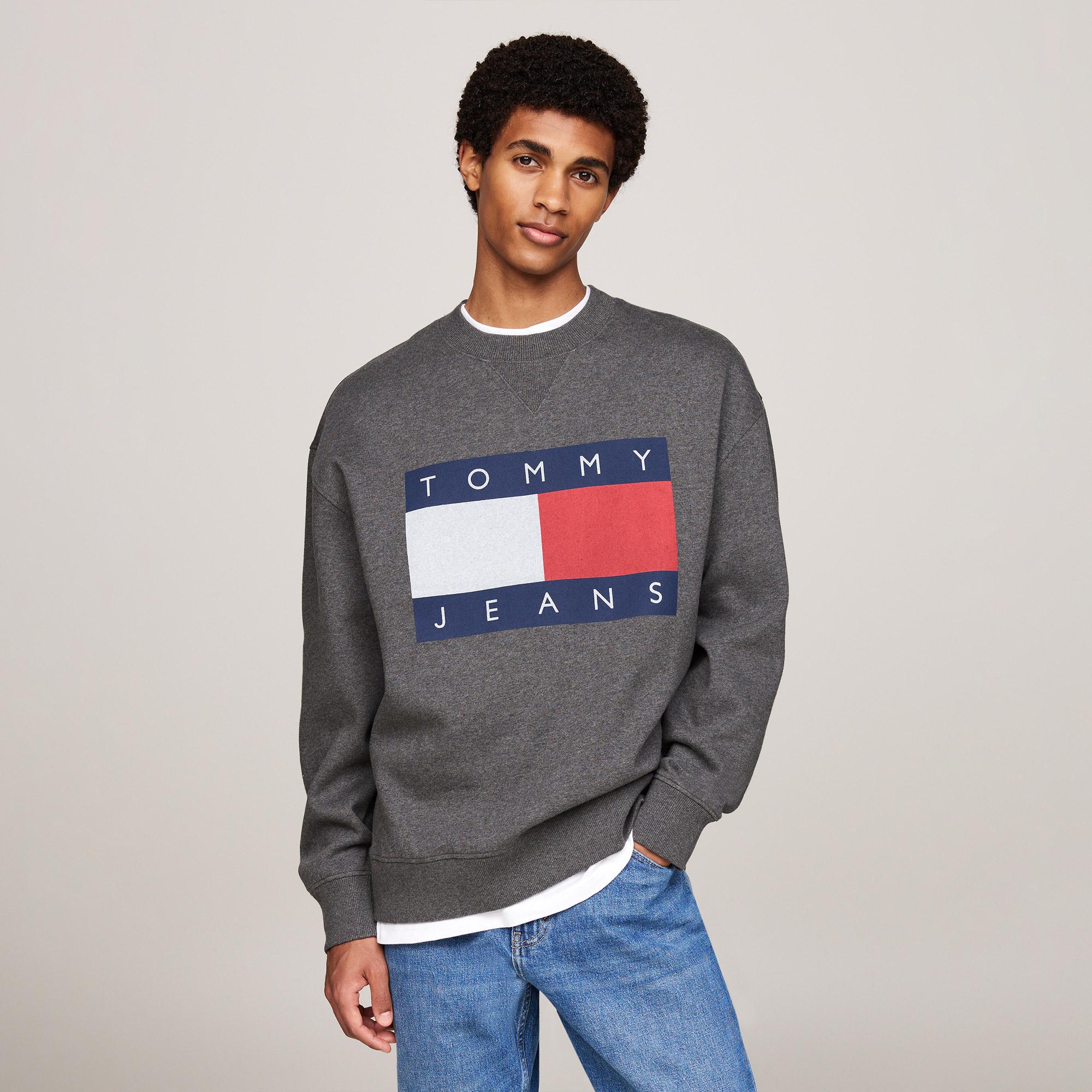 Tommy Jeans Erkek Gri Sweatshirt