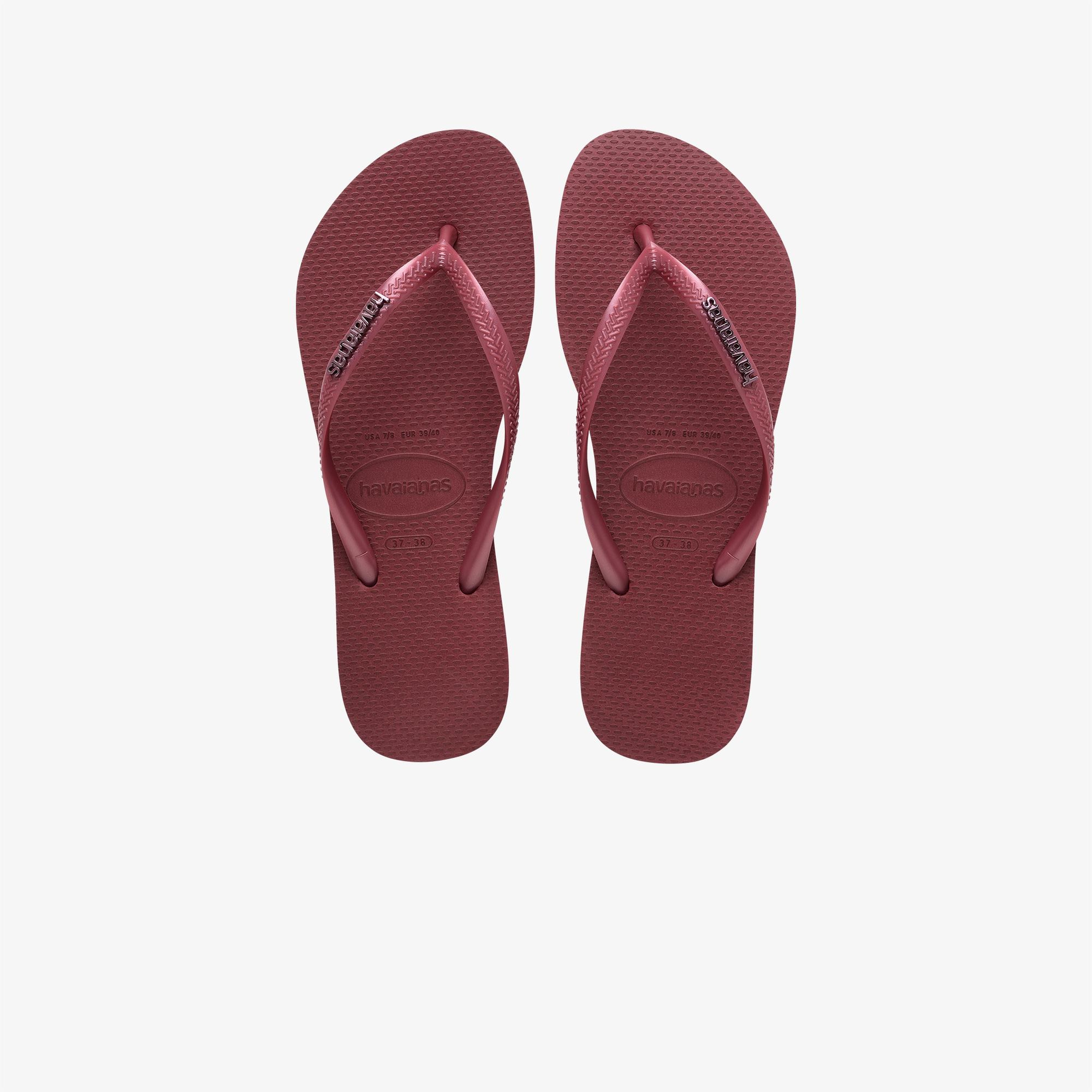 Havaianas Slim Logo Metallic Kadın Bordo Terlik