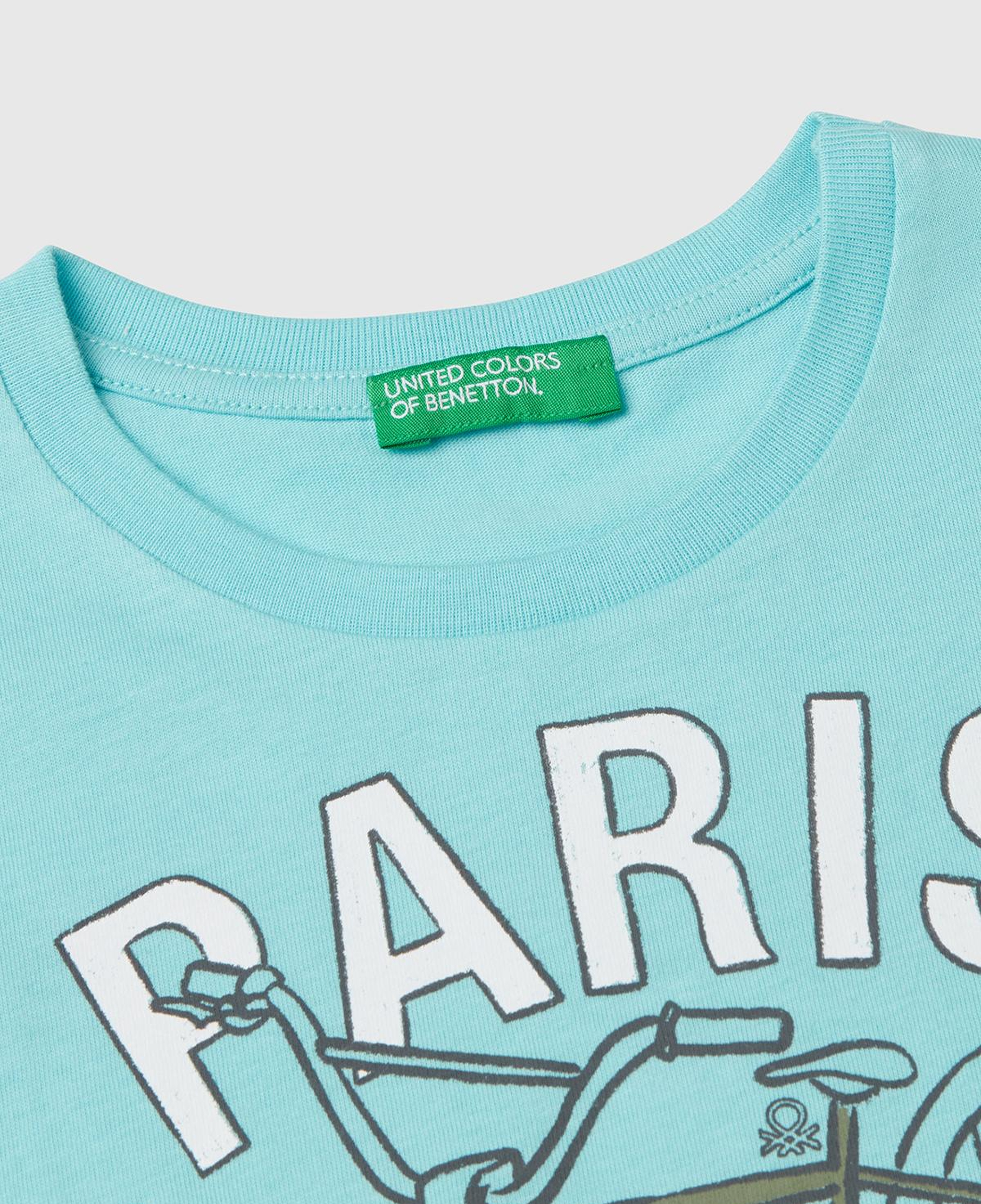 Erkek Çocuk Su Yeşili Grafik Baskılı T-Shirt