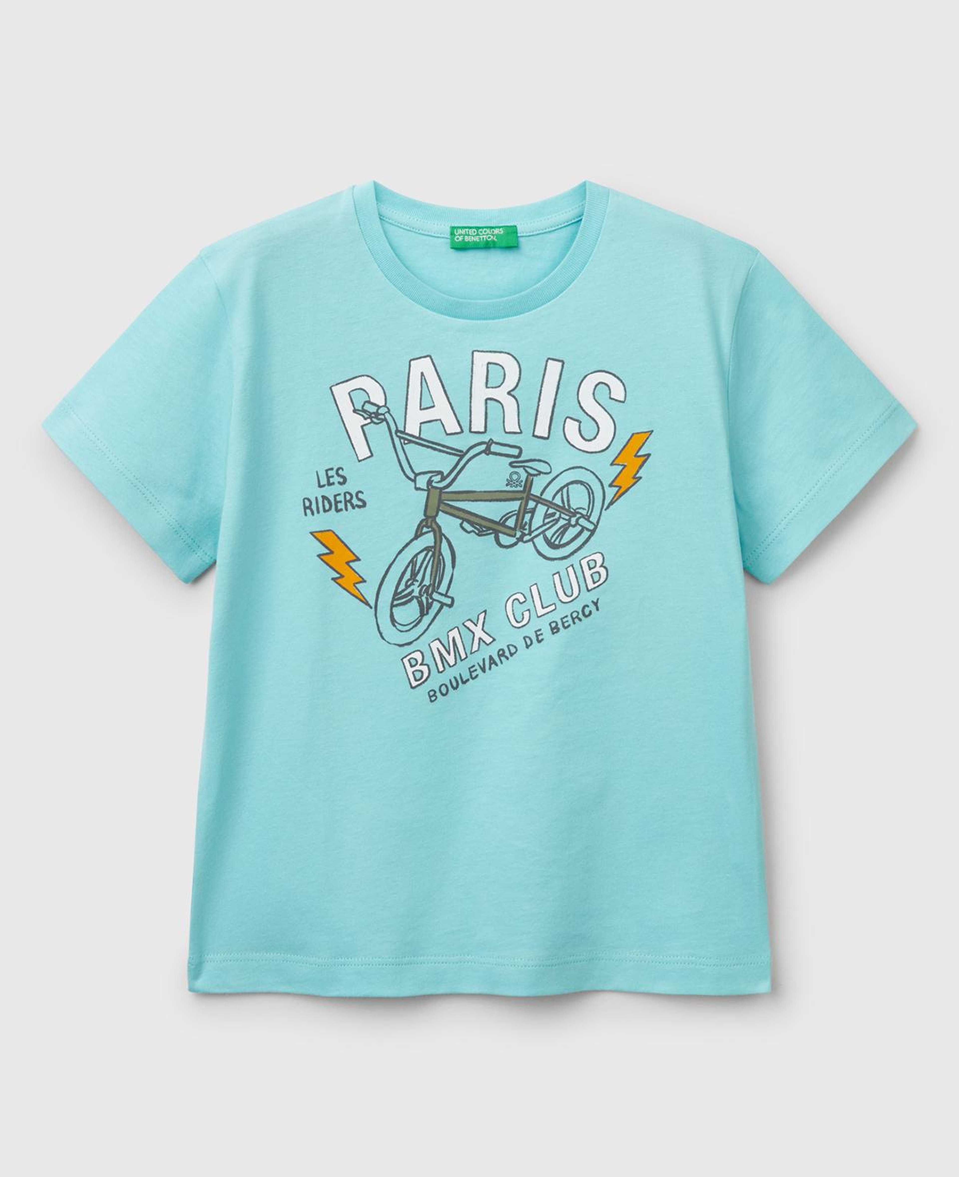 Erkek Çocuk Su Yeşili Grafik Baskılı T-Shirt