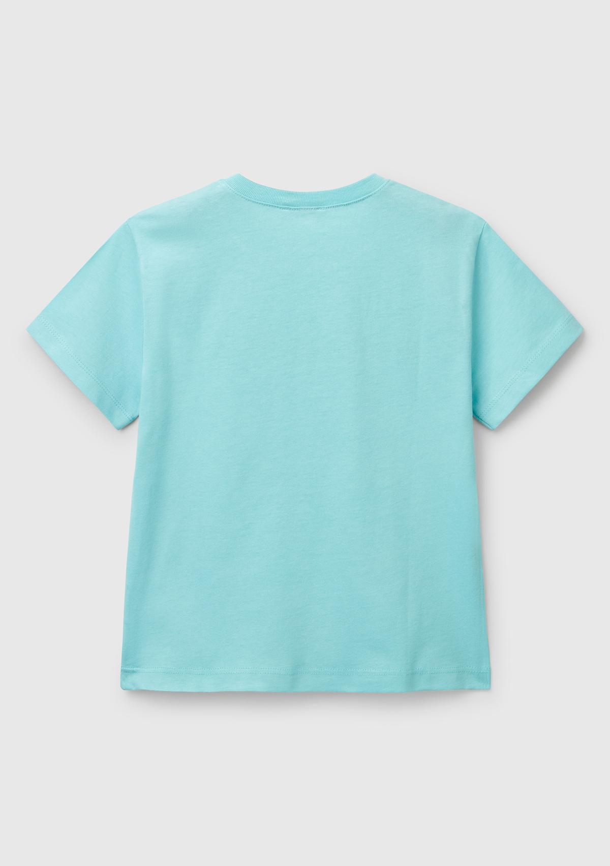 Erkek Çocuk Su Yeşili Grafik Baskılı T-Shirt