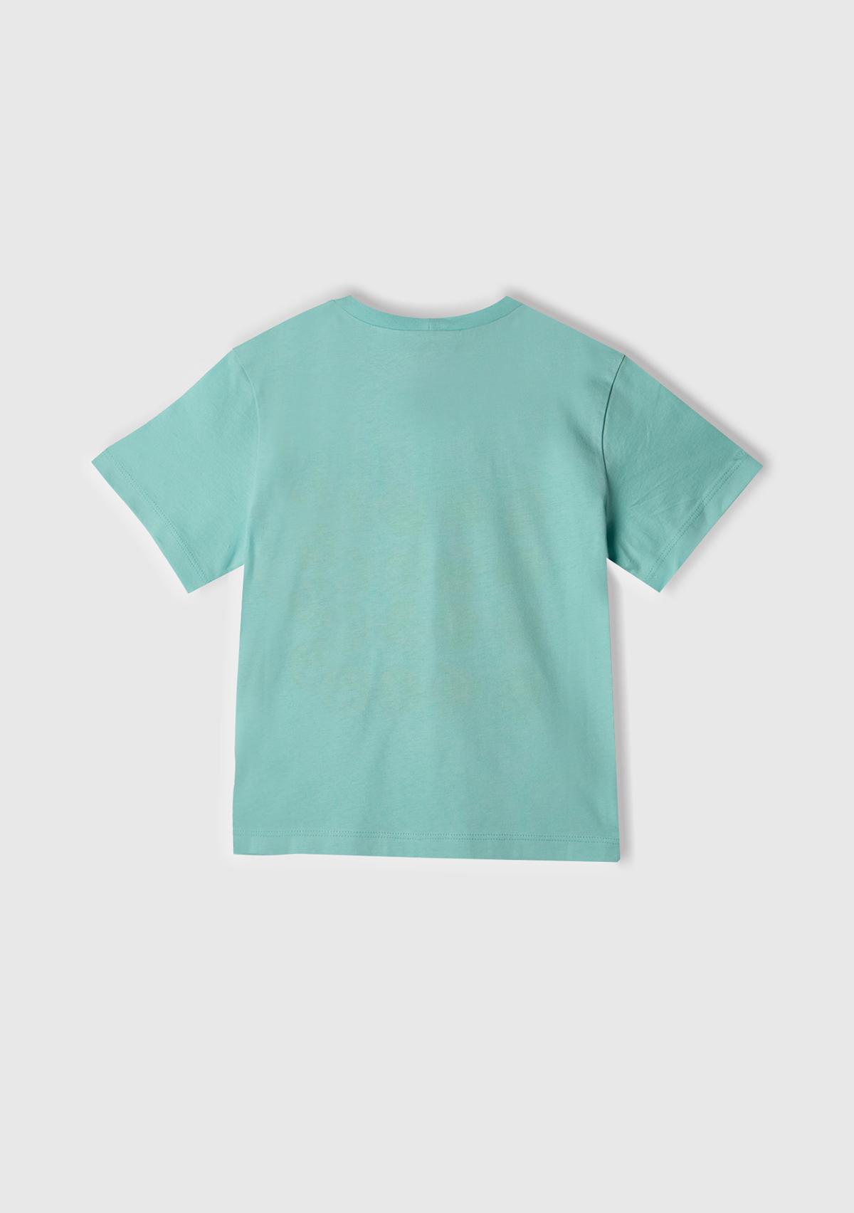 Erkek Çocuk Su Yeşili Smiley World Baskılı Logo Etiketli T-Shirt