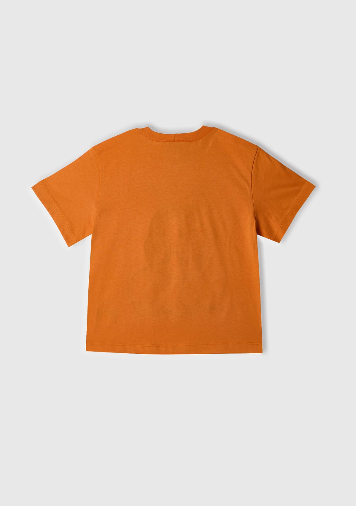 Erkek Çocuk Turuncu Smiley World Baskılı Logo Etiketli T-Shirt