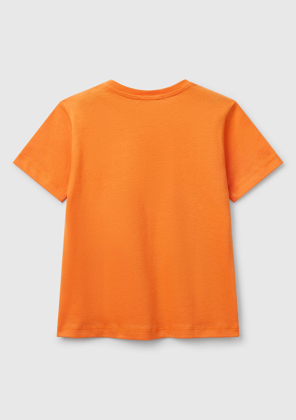 Erkek Çocuk Turuncu Grafik Baskılı T-Shirt