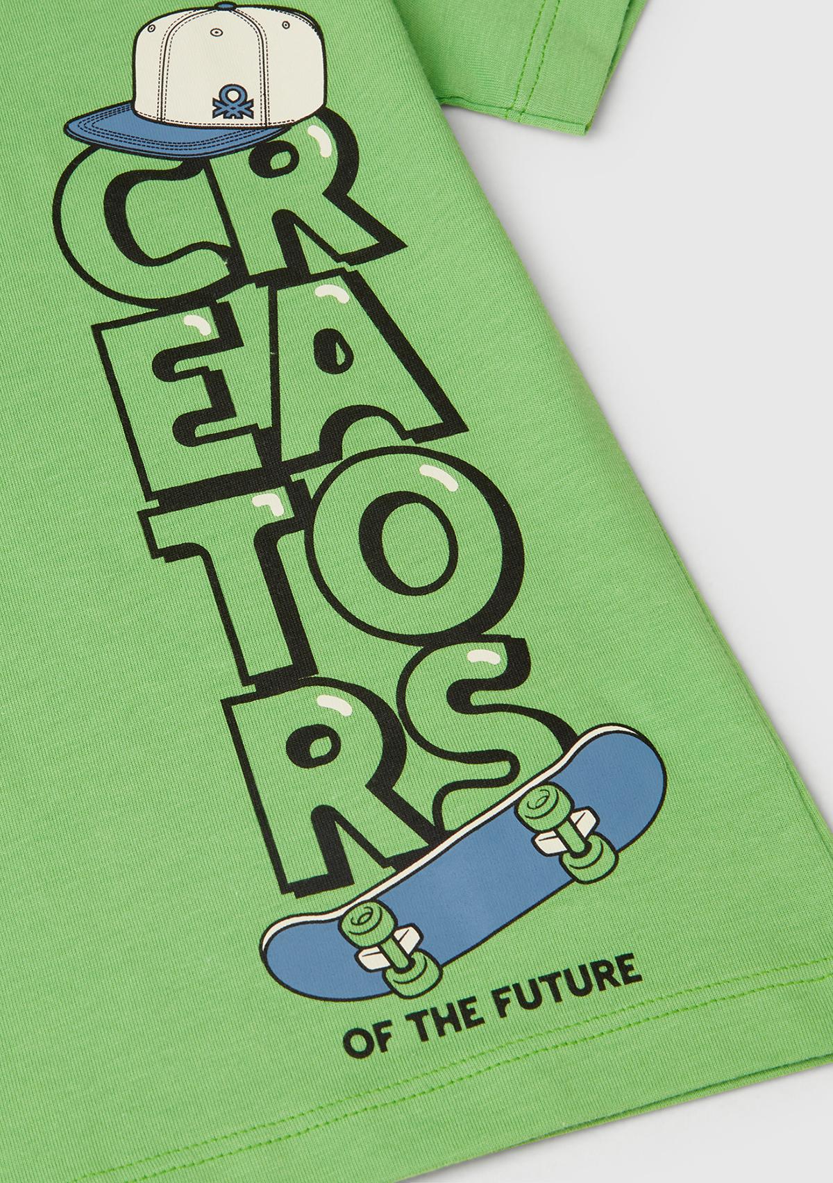 Erkek Çocuk Fıstık Yeşili Grafik Baskılı T-Shirt