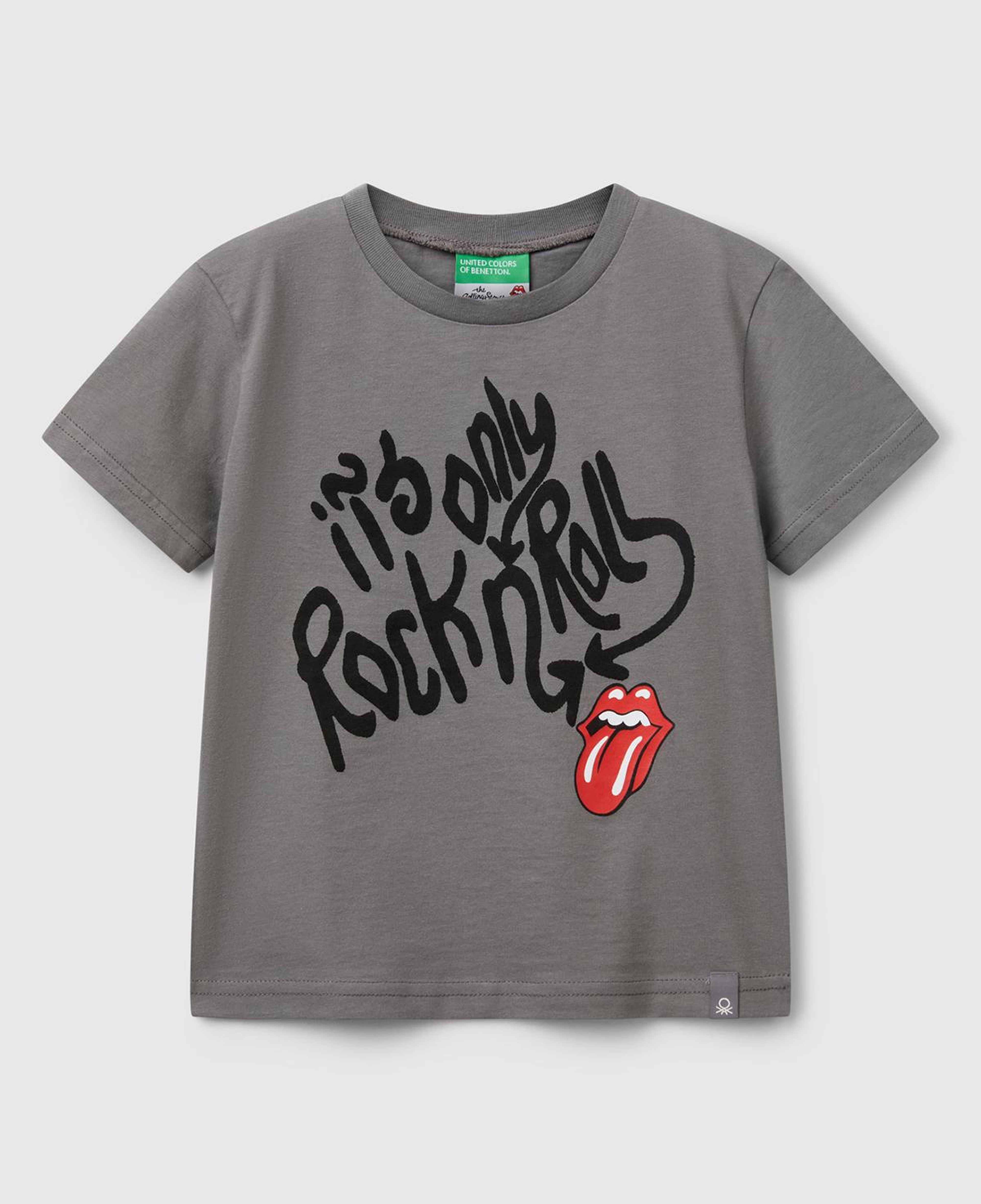 Erkek Çocuk Antrasit Rolling Stones Baskılı Logo Etiketli T-Shirt