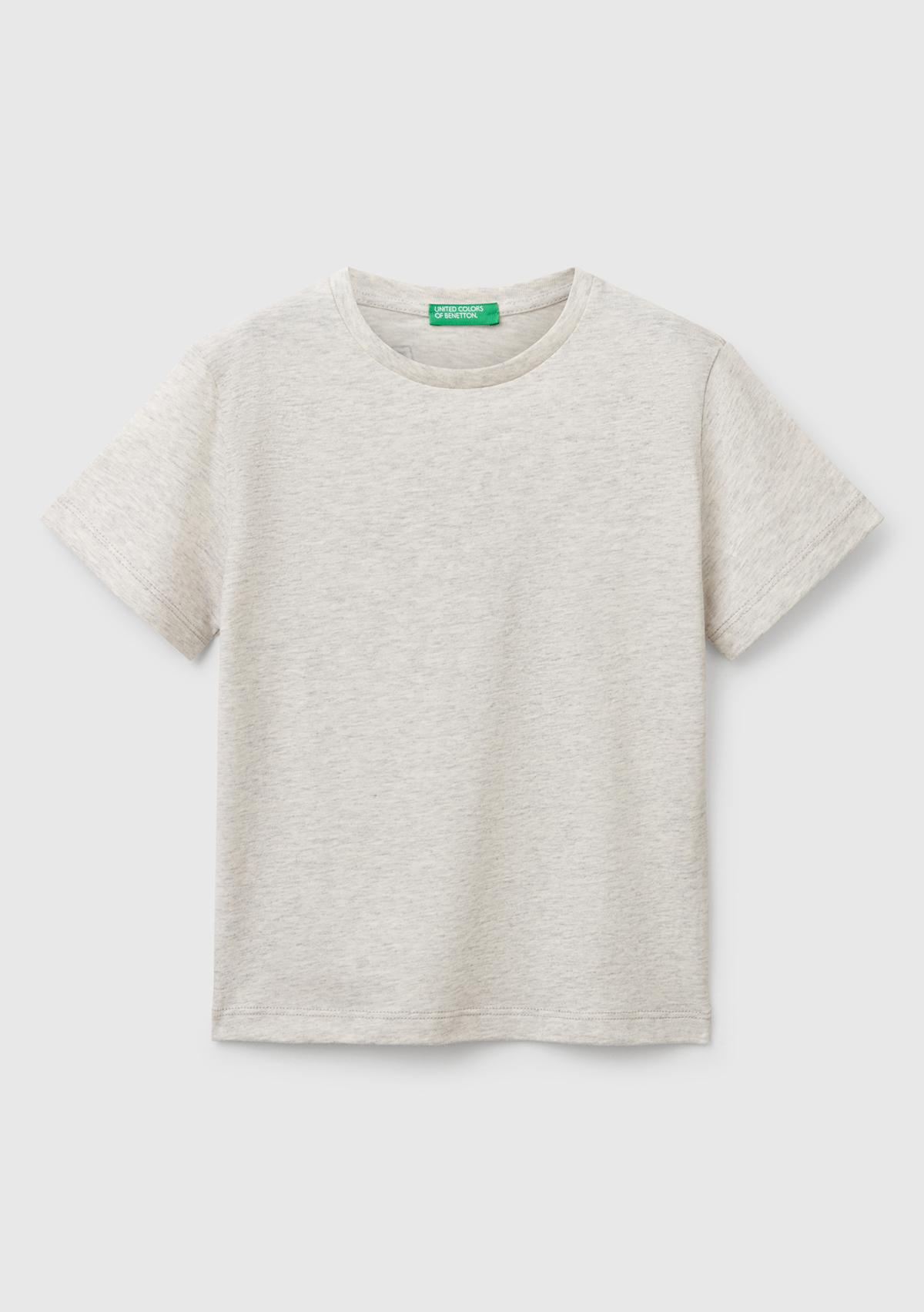 Erkek Çocuk Açık Gri Melanj Grafik Baskılı T-Shirt