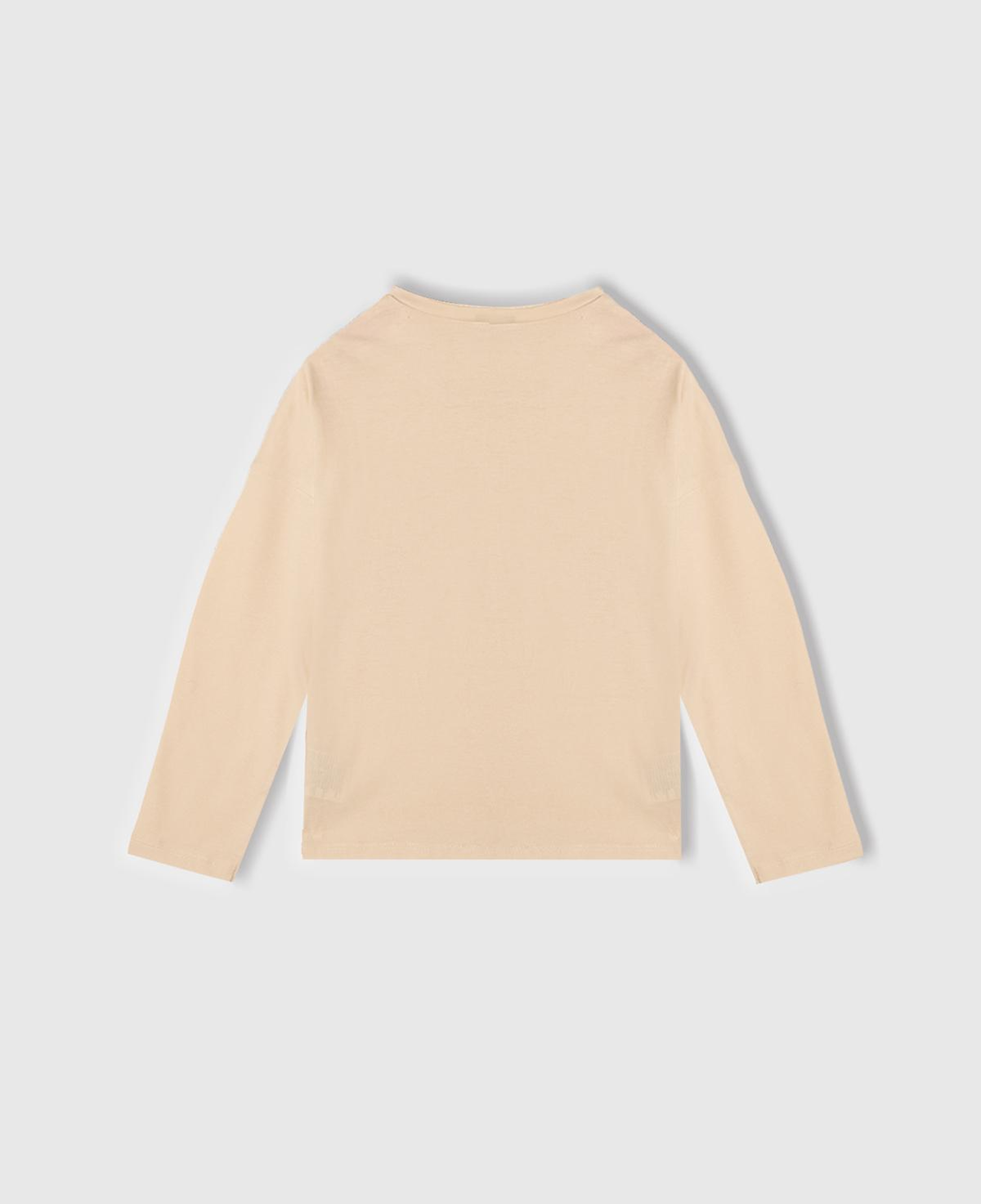 Kız Çocuk Krem Baskılı Logo Etiketli Kalp Düğmeli T-Shirt
