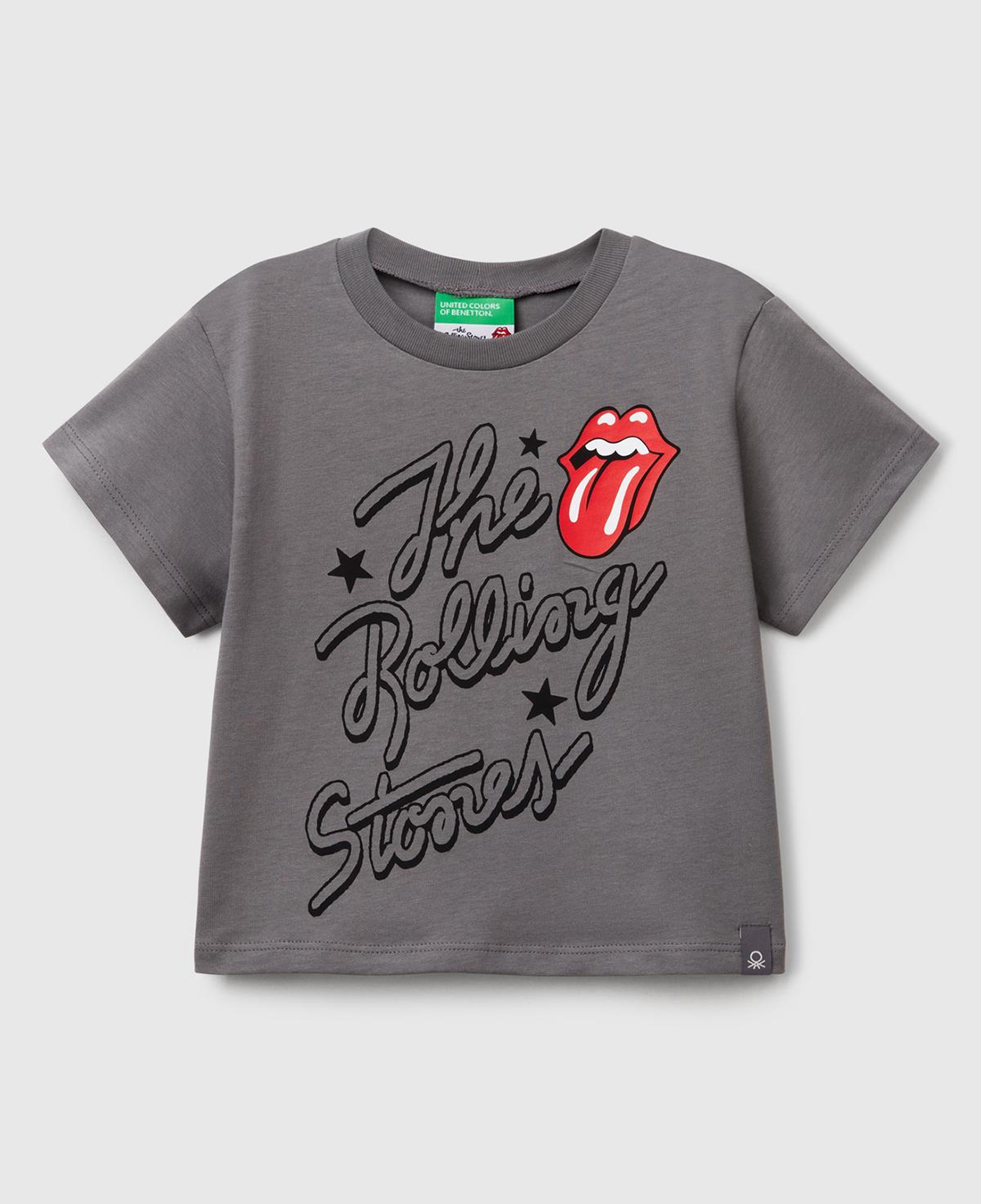 Kız Çocuk Antrasit Rolling Stones Baskılı Logo Etiketli T-Shirt
