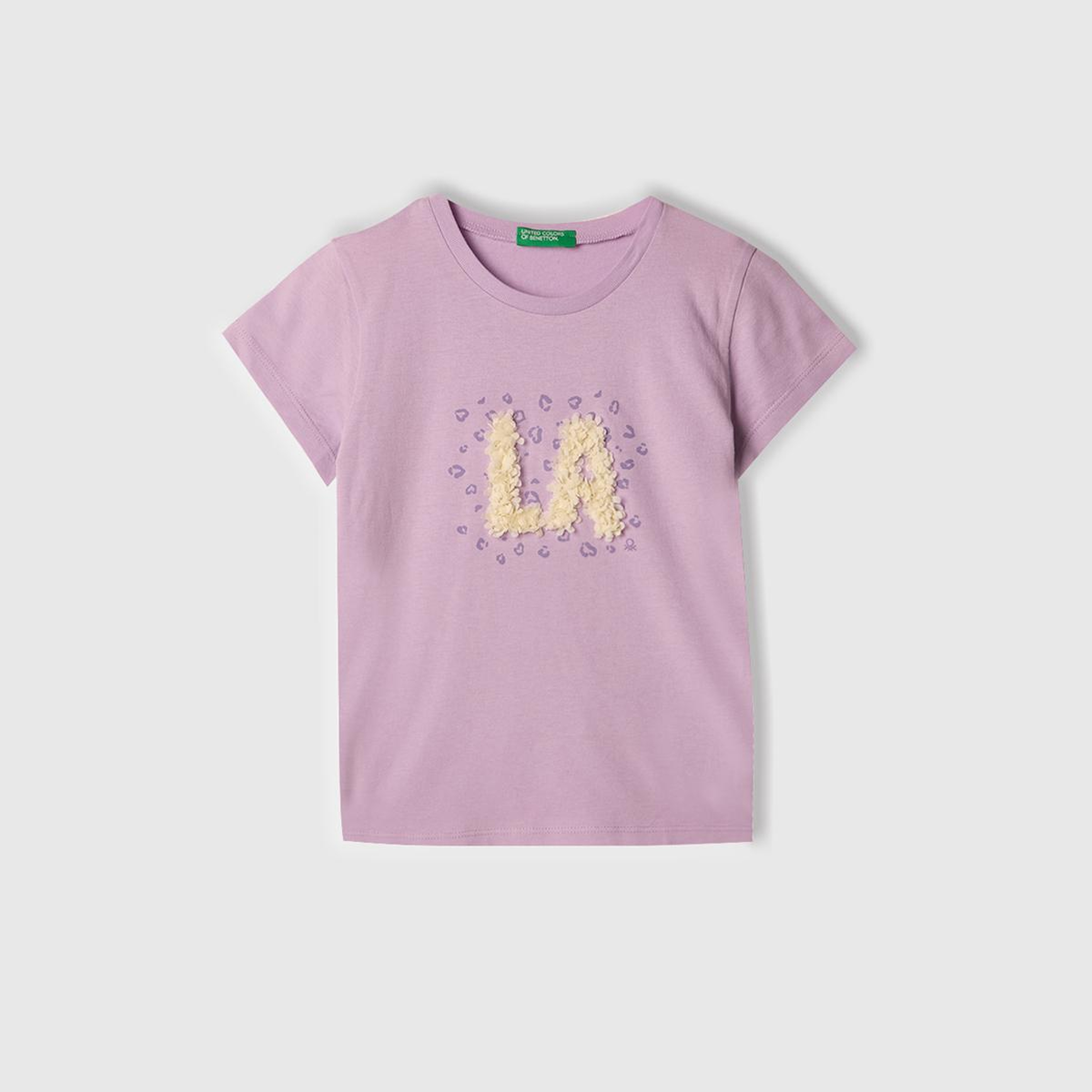 Kız Çocuk Lila Nakışlı ve Baskılı T-Shirt