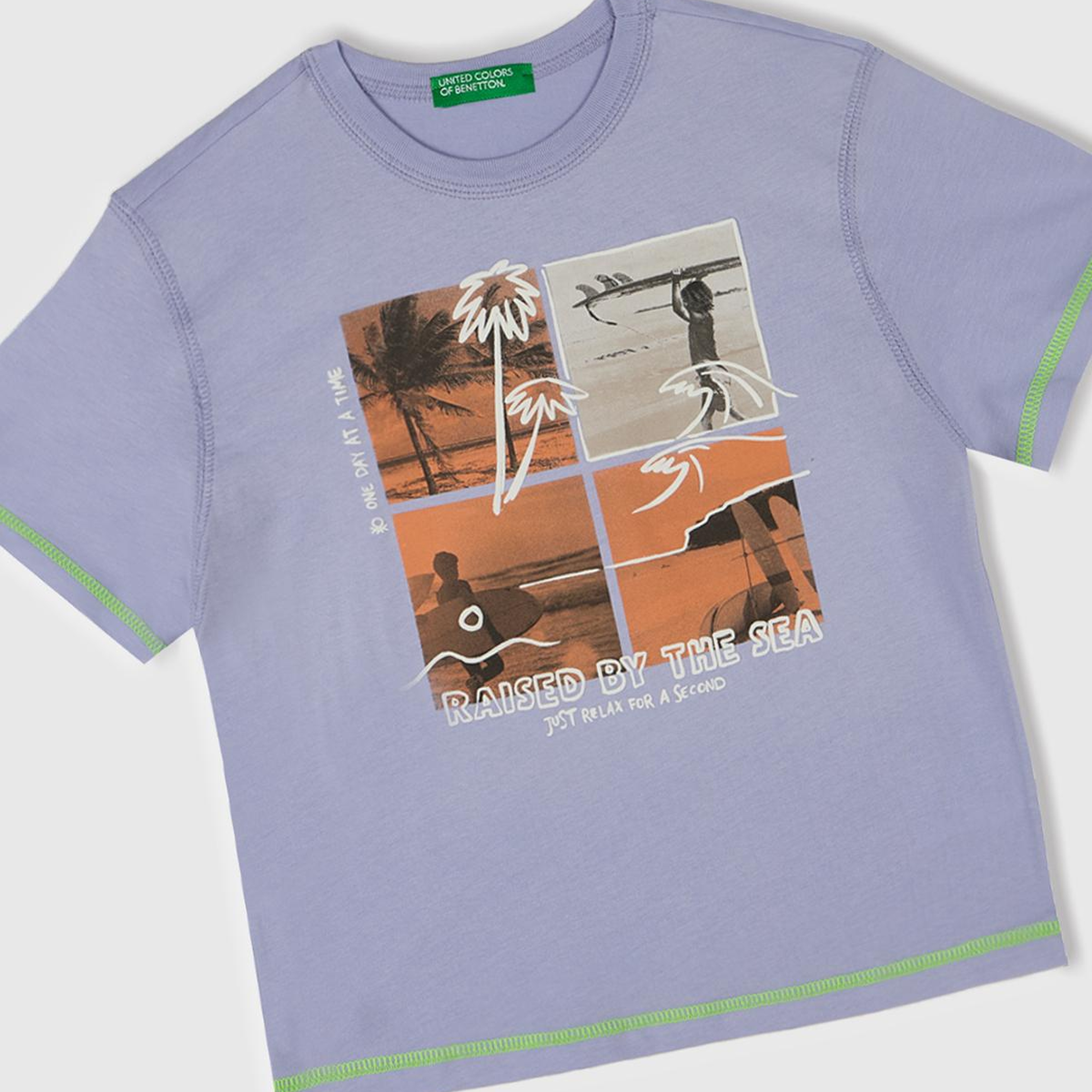 Erkek Çocuk Mor Fotoğraf Baskılı Kabartma Detaylı Kontrastlı T-Shirt