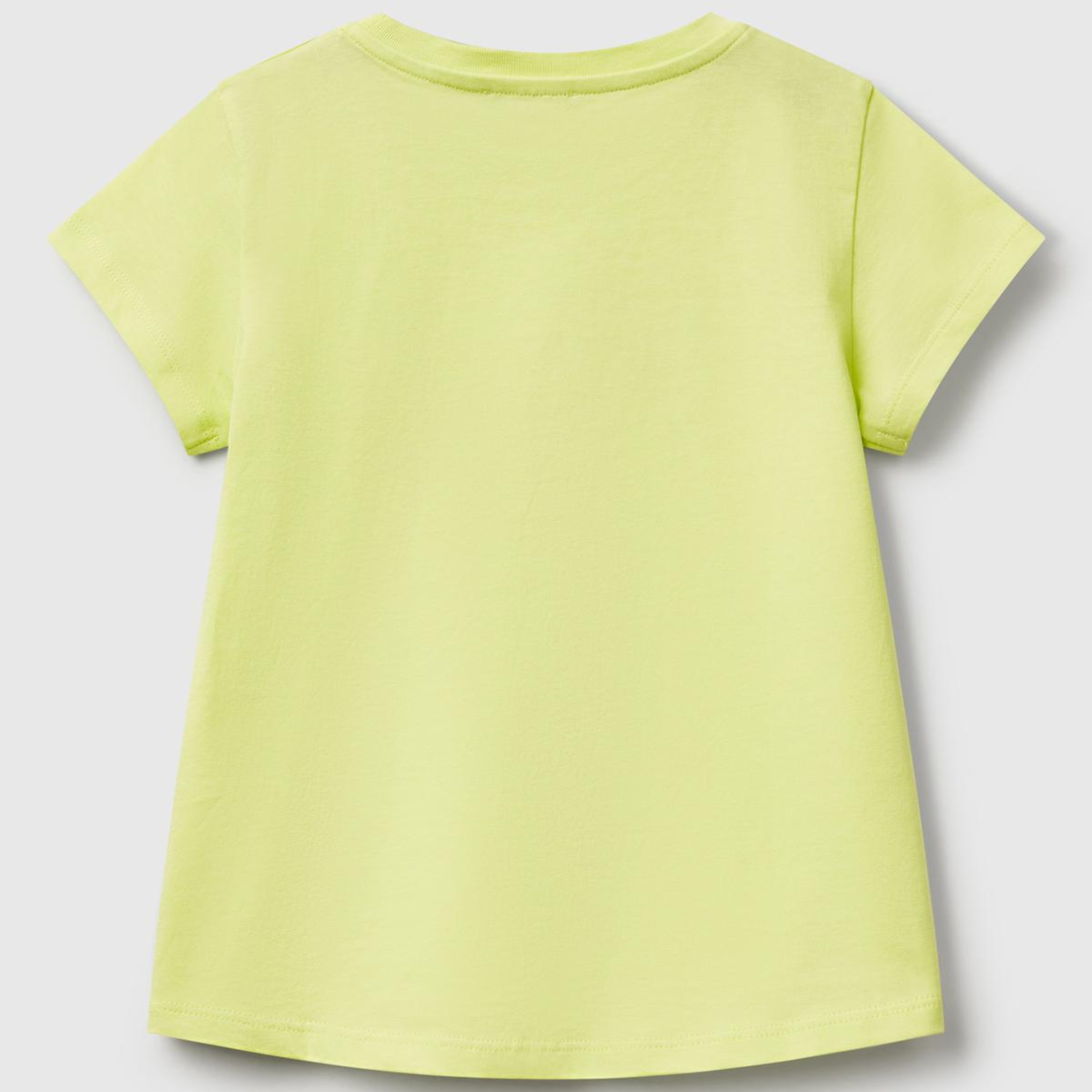 Kız Çocuk Sarı Simli Benetton Logo Baskılı T-Shirt