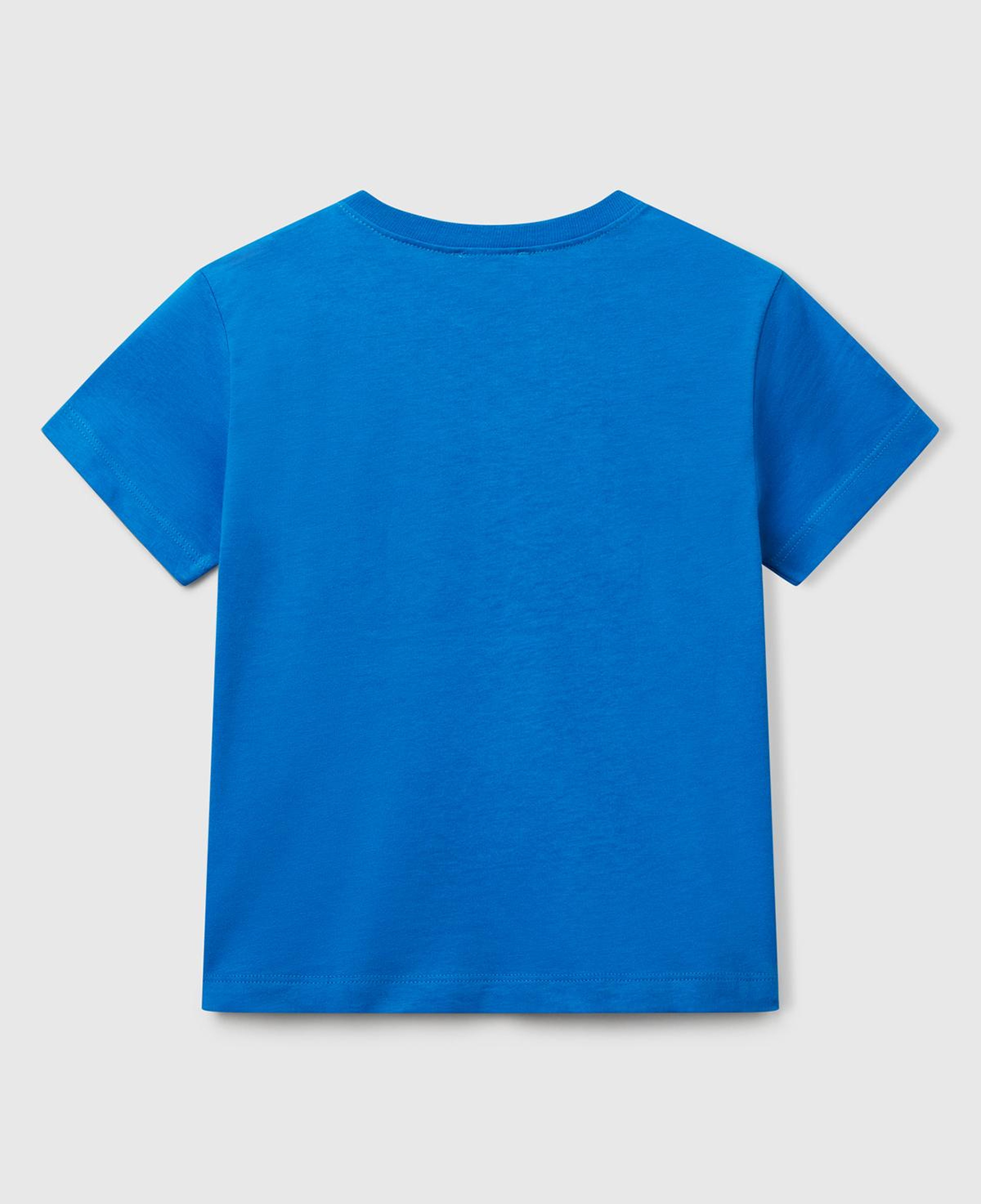 Erkek Çocuk Saks Mavi Benetton Logo Baskılı T-Shirt