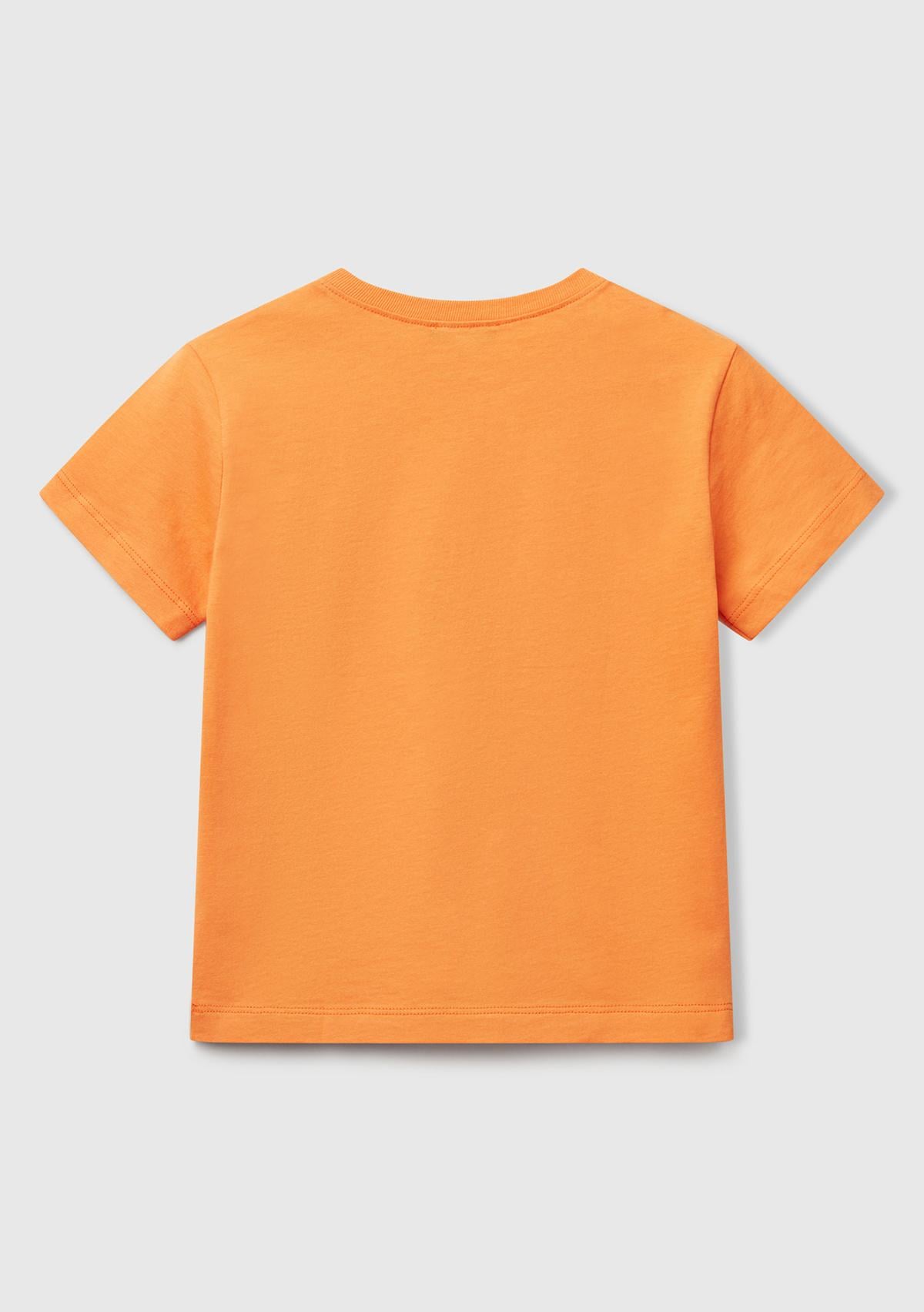 Erkek Çocuk Turuncu Benetton Logo Baskılı T-Shirt