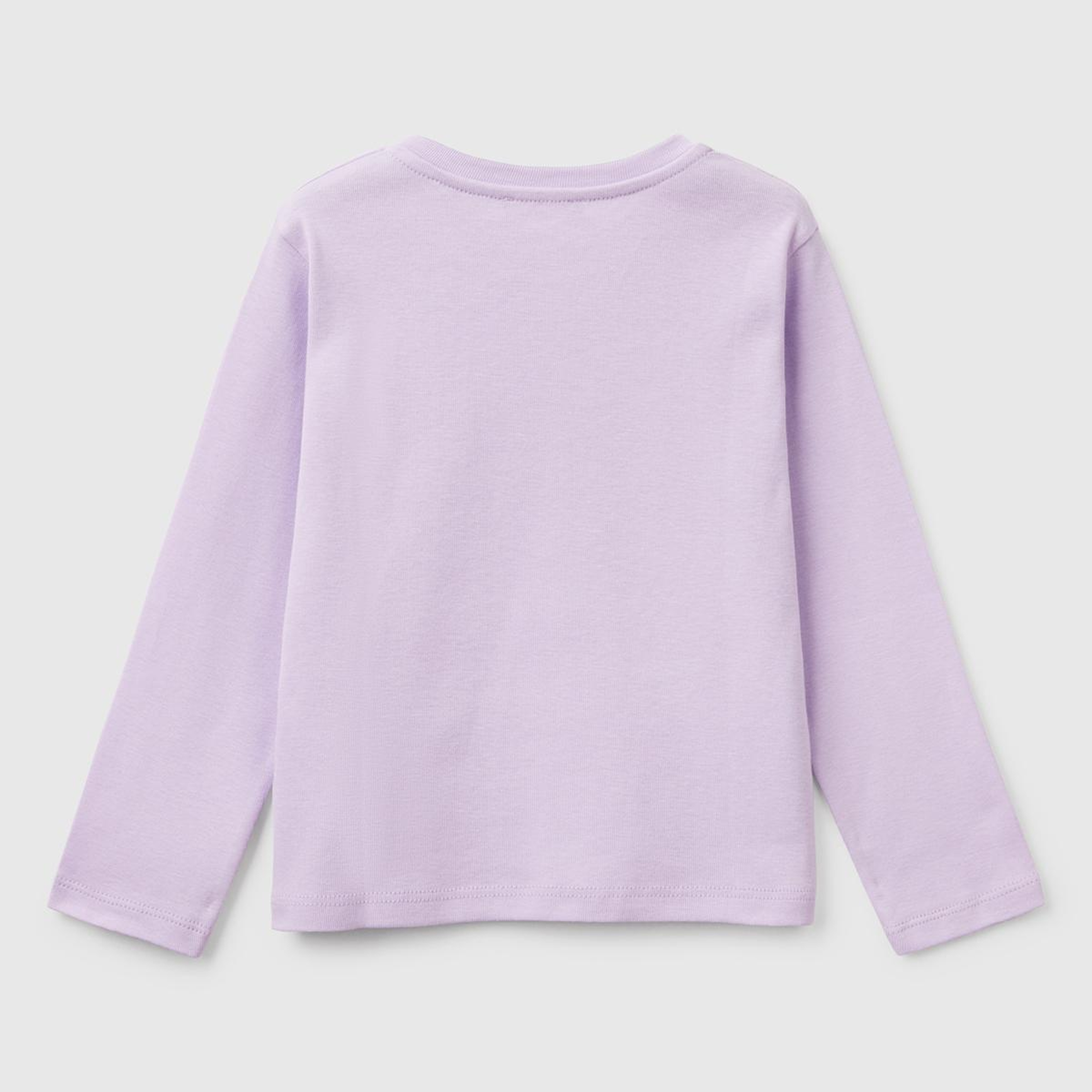 Kız Çocuk Lila Simli Benetton Logo Baskılı T-Shirt