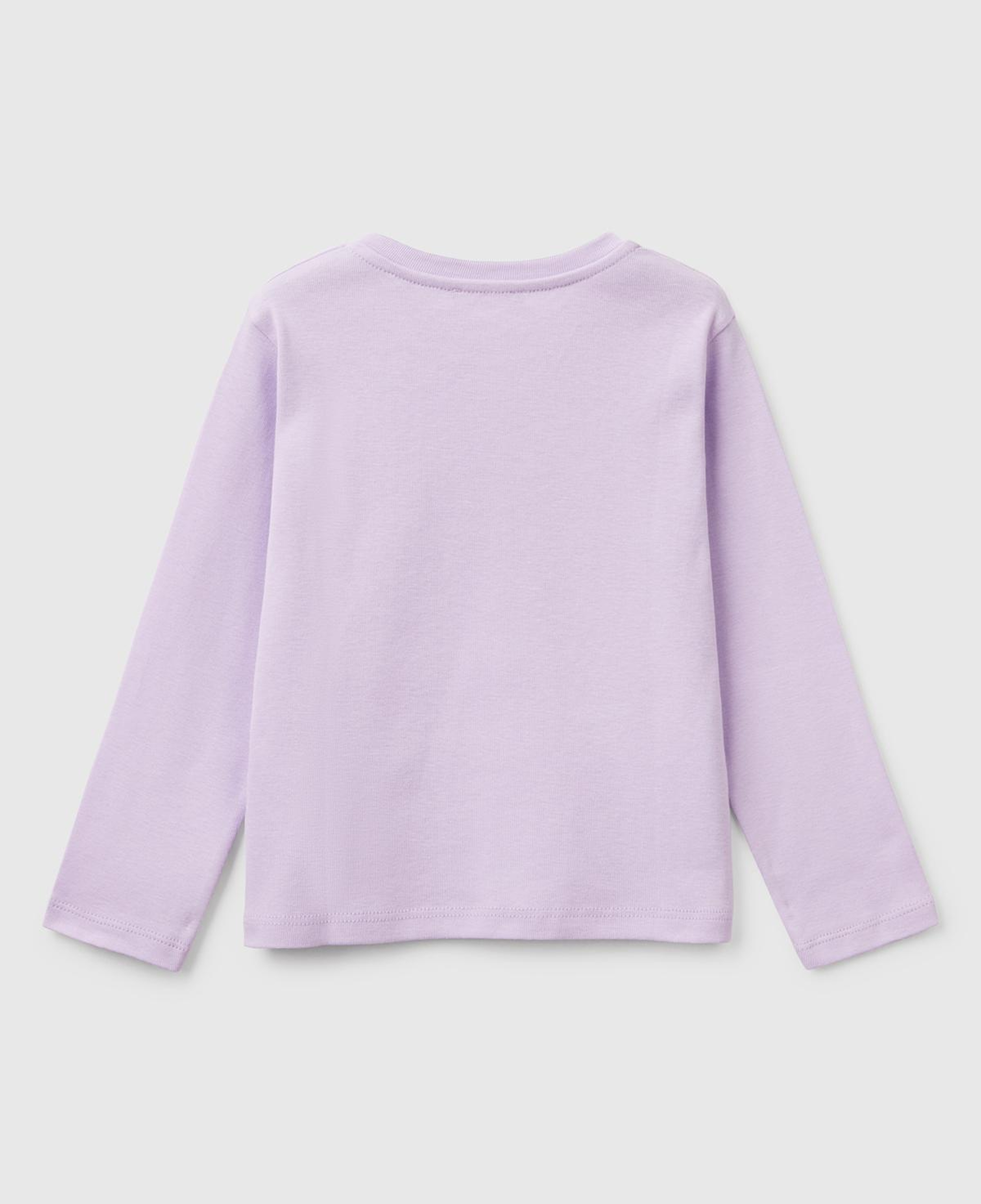 Kız Çocuk Lila Simli Benetton Logo Baskılı T-Shirt