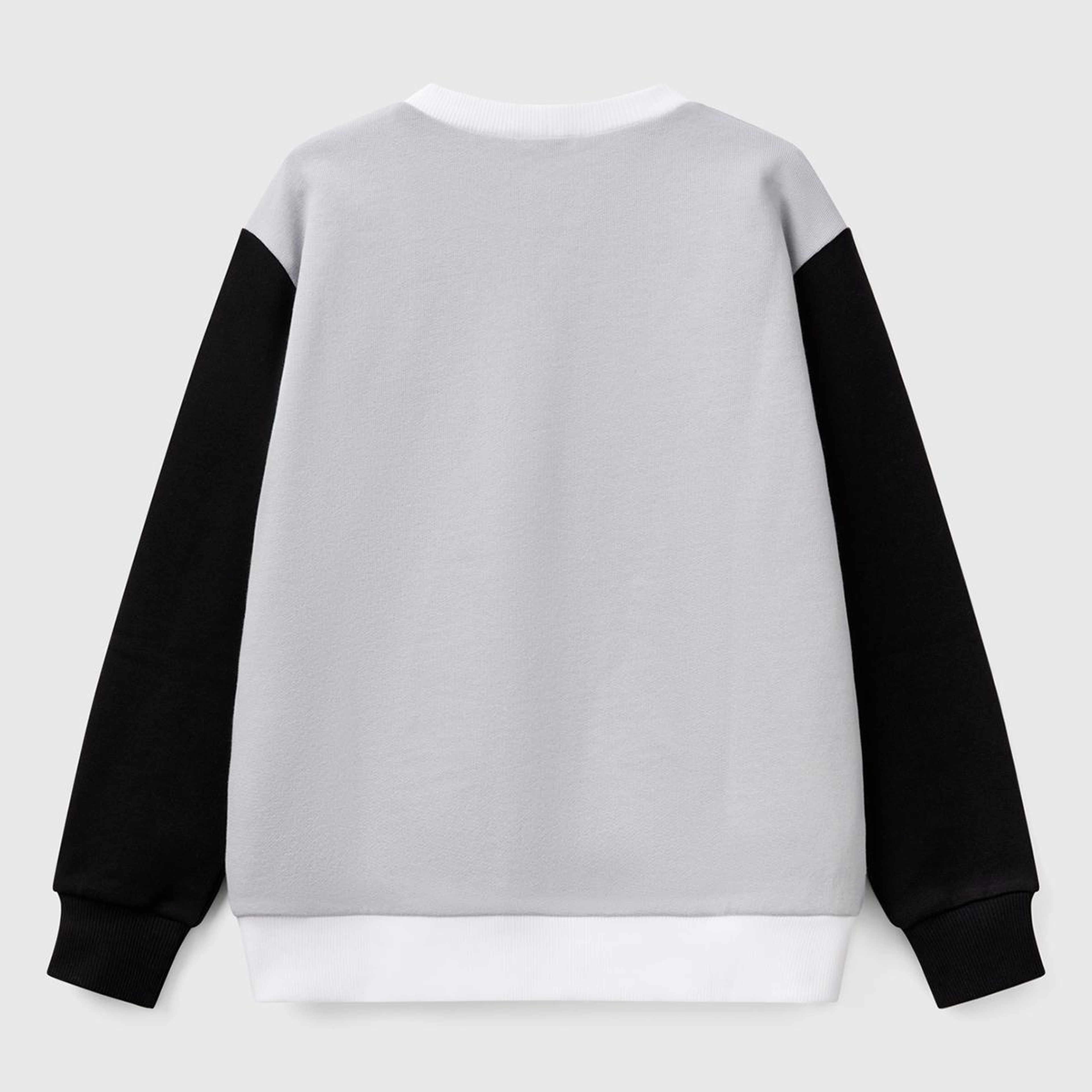 Erkek Çocuk Gri Benetton Logo Baskılı Bisiklet Yaka Sweatshirt