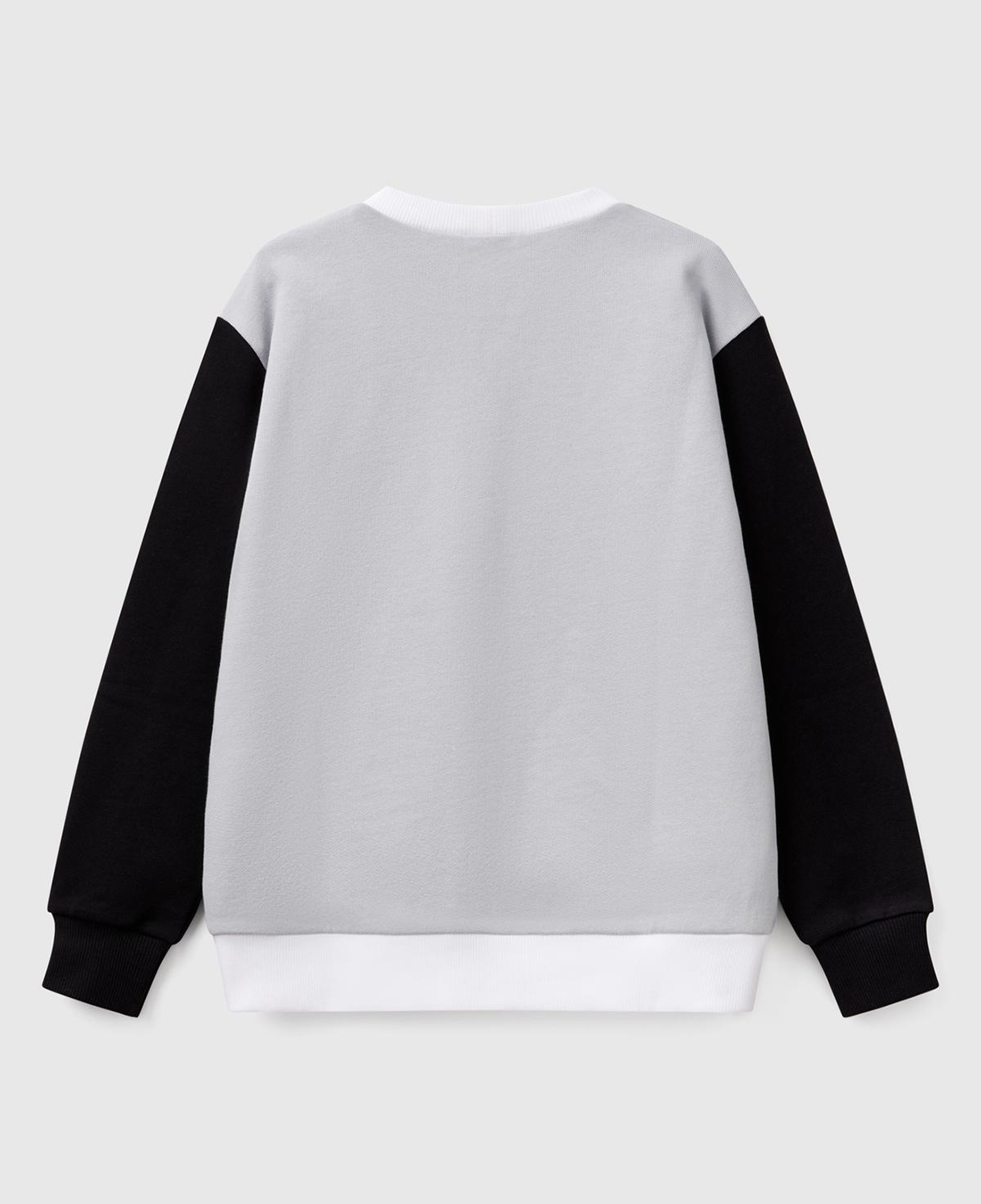 Erkek Çocuk Gri Benetton Logo Baskılı Bisiklet Yaka Sweatshirt