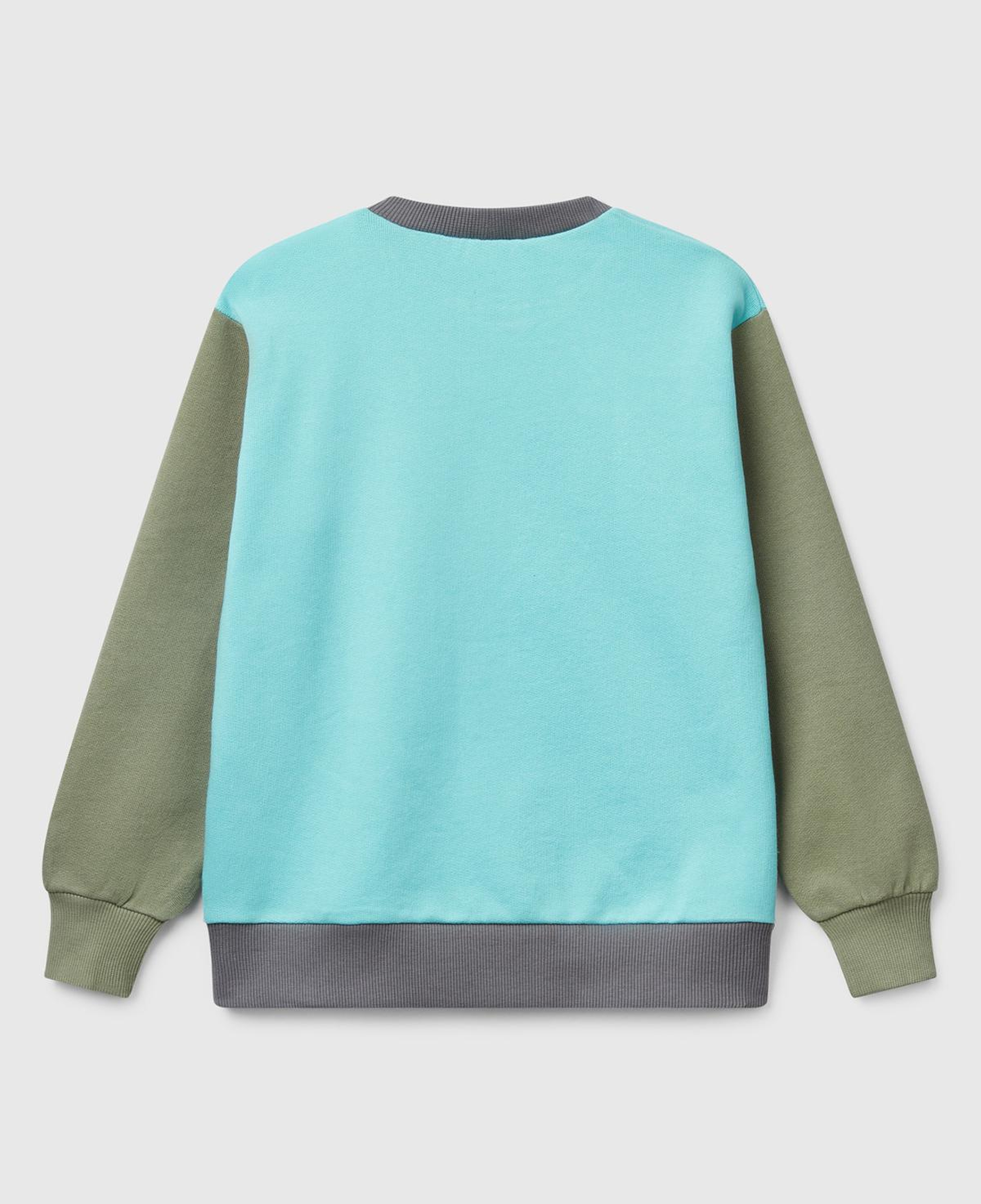 Erkek Çocuk Turkuaz Mix Benetton Logo Baskılı Bisiklet Yaka Sweatshirt