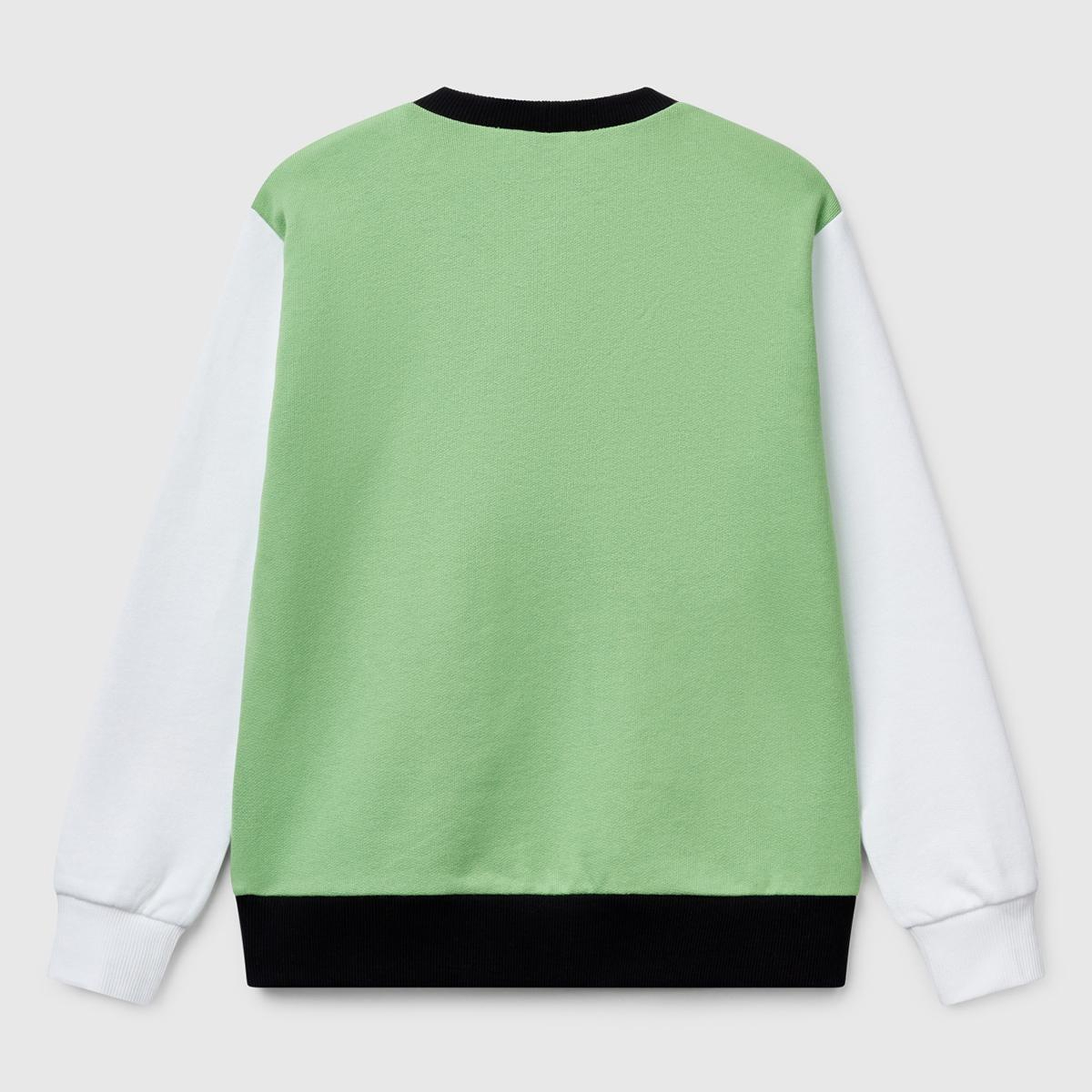 Erkek Çocuk Fıstık Yeşili Mix Benetton Logo Baskılı Bisiklet Yaka Sweatshirt
