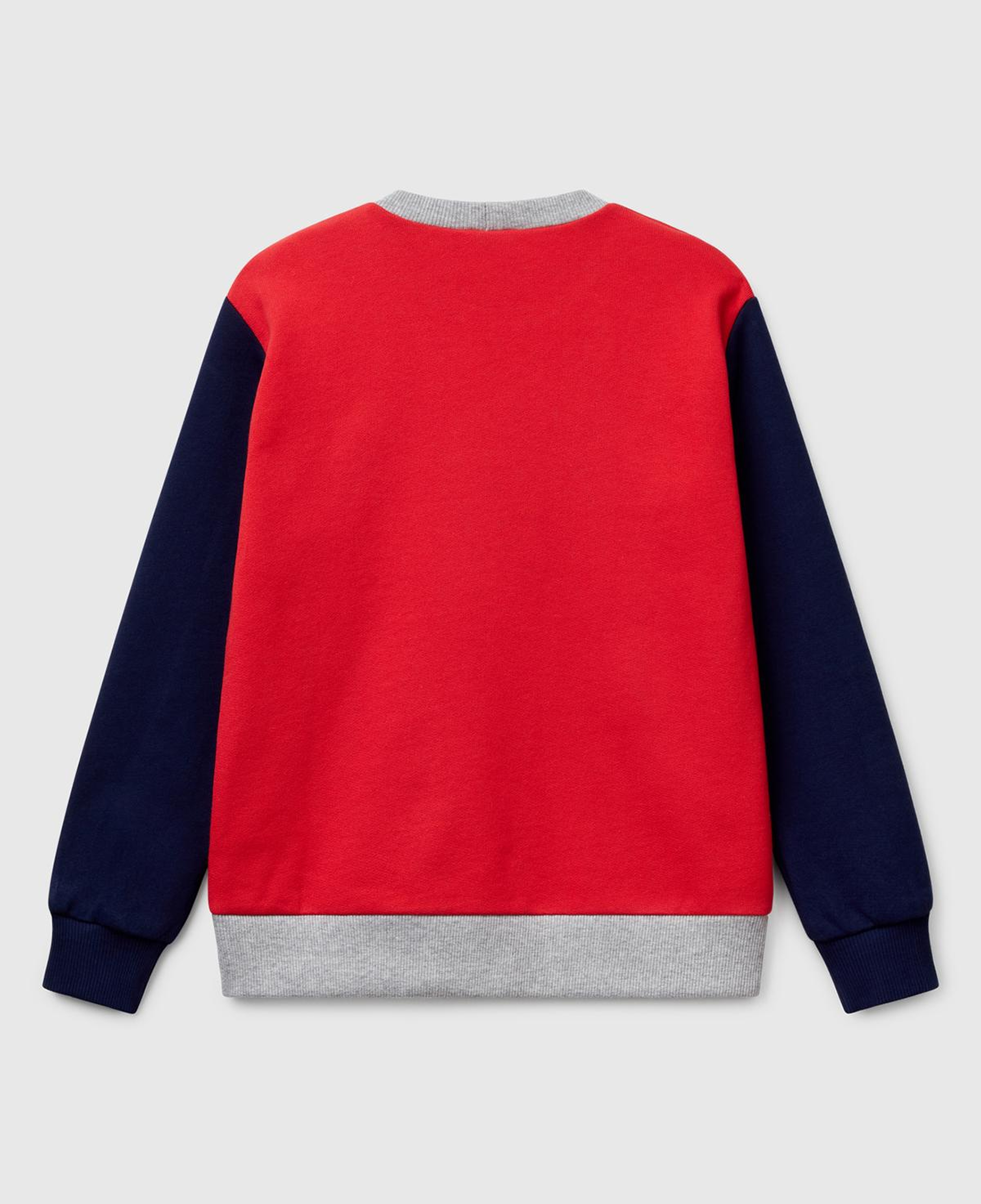 Erkek Çocuk Kırmızı Mix Benetton Logo Baskılı Bisiklet Yaka Sweatshirt
