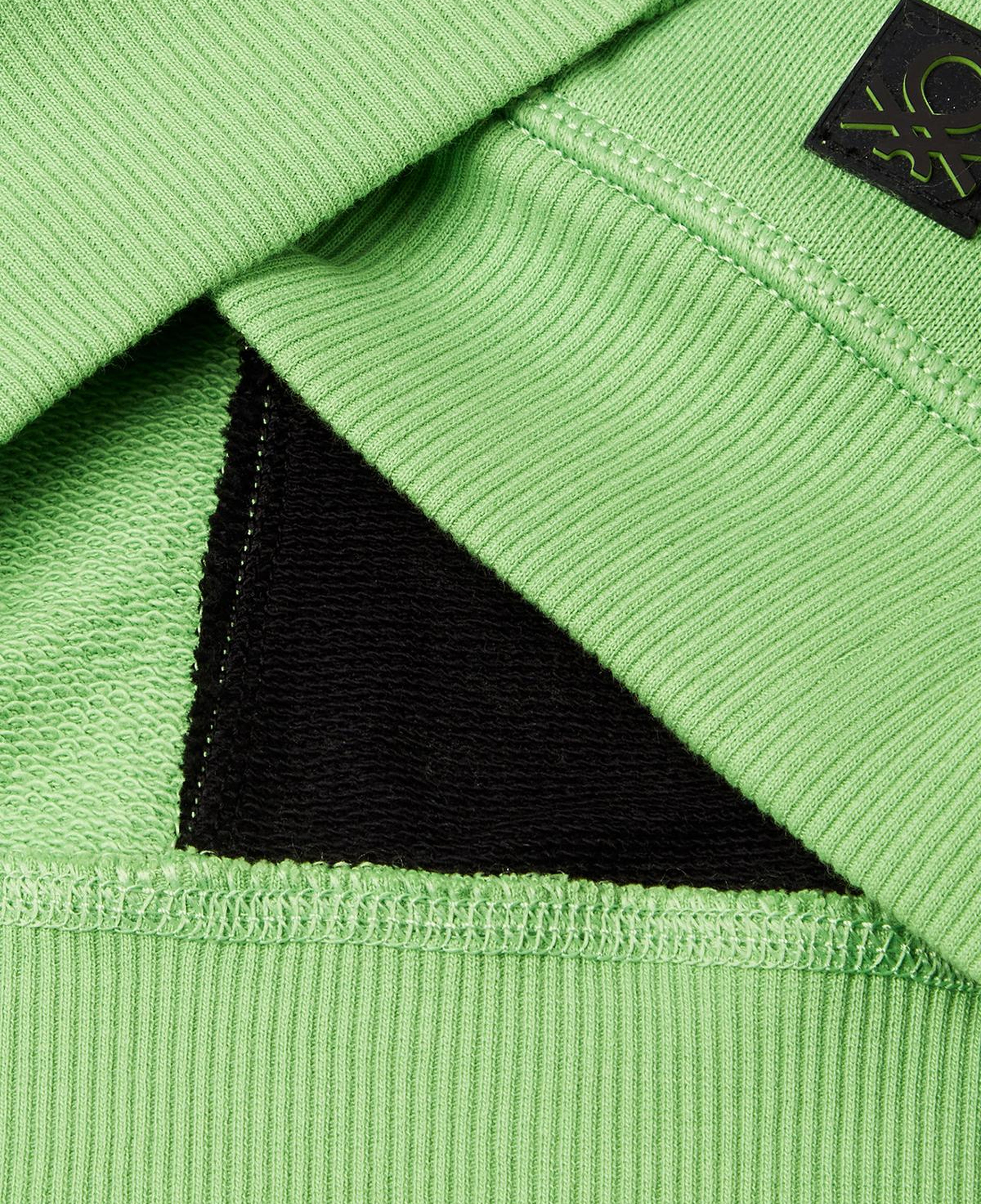 Erkek Çocuk Fıstık Yeşili Baskı Şerit Detaylı Logo Etiketli Kapüşonlu Sweatshirt