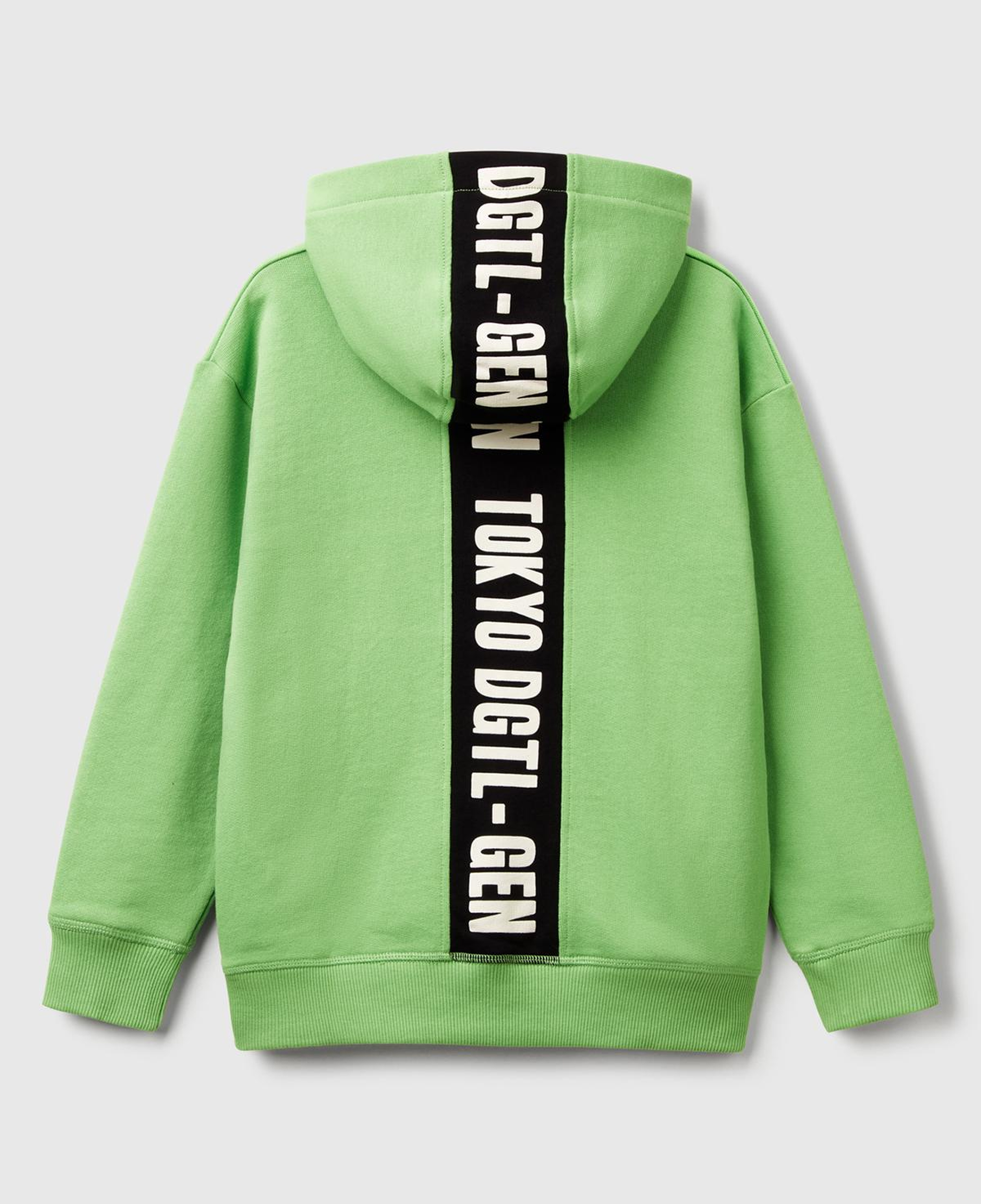 Erkek Çocuk Fıstık Yeşili Baskı Şerit Detaylı Logo Etiketli Kapüşonlu Sweatshirt